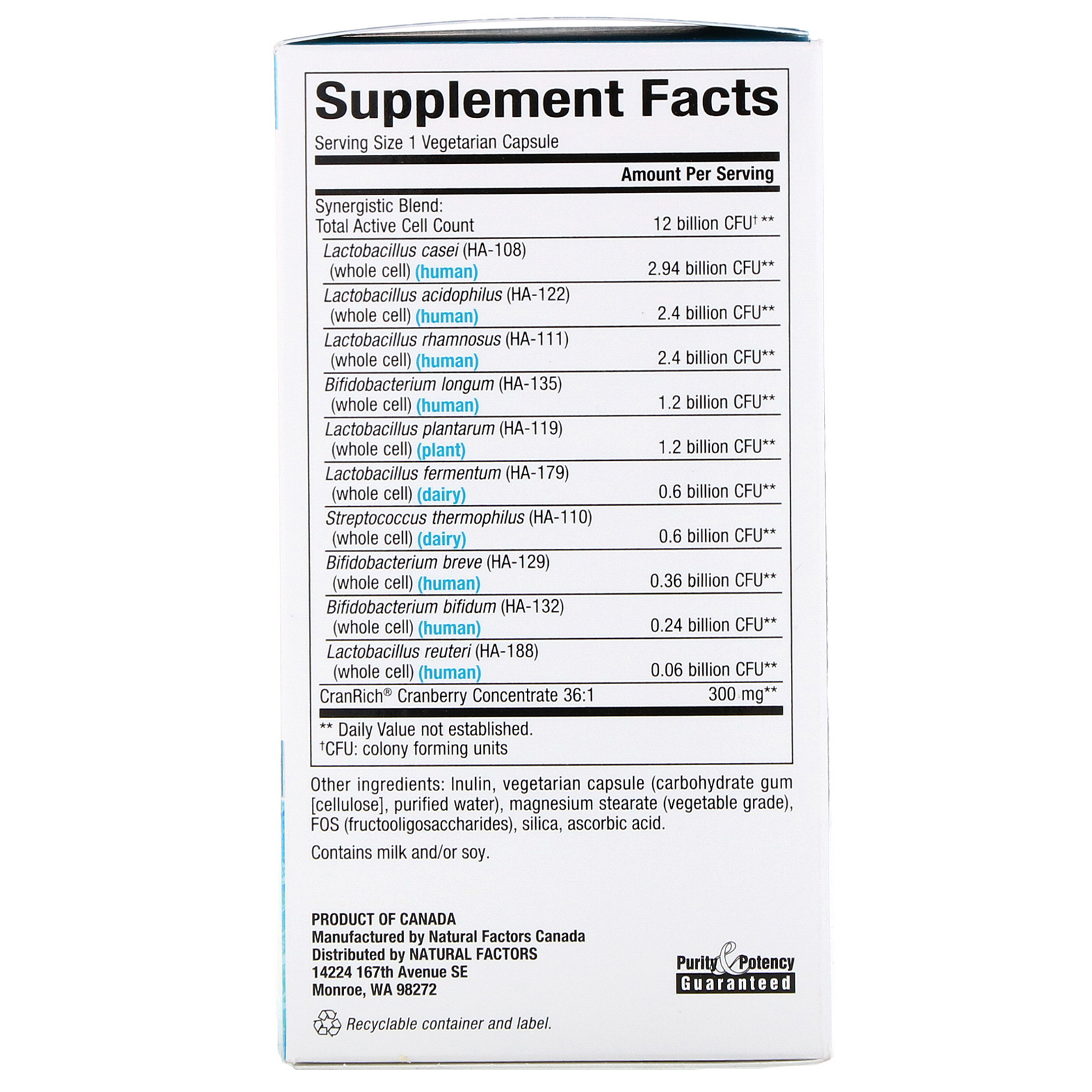 Natural Factors, Ultima Probiotic Women's, 12 Billion CFU, 60 Vegetarian Capsules - Imagem 2