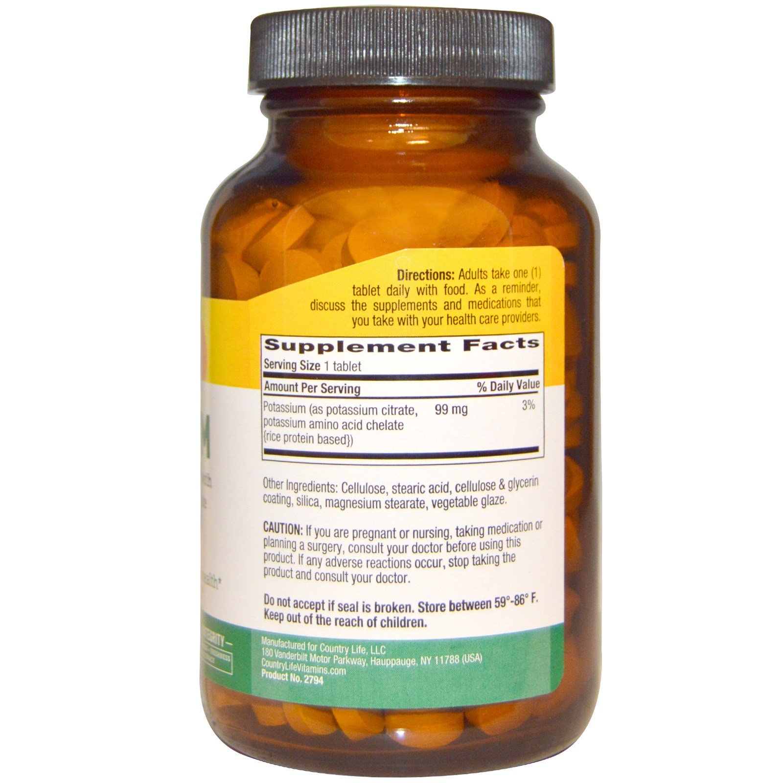 Country Life, Potássio, 99 mg, 250 Comprimidos - Imagem 2