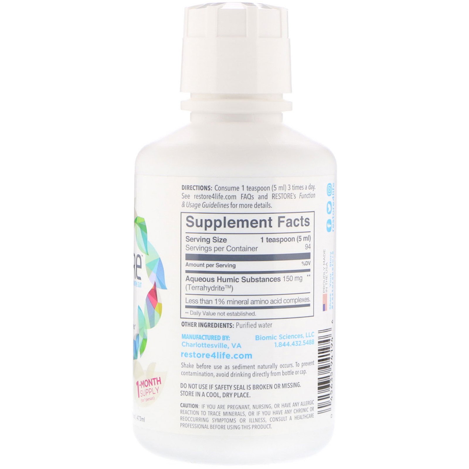 Restore, Suplemento Mineral para a Saúde do Intestino, 473 ml - Imagem 2