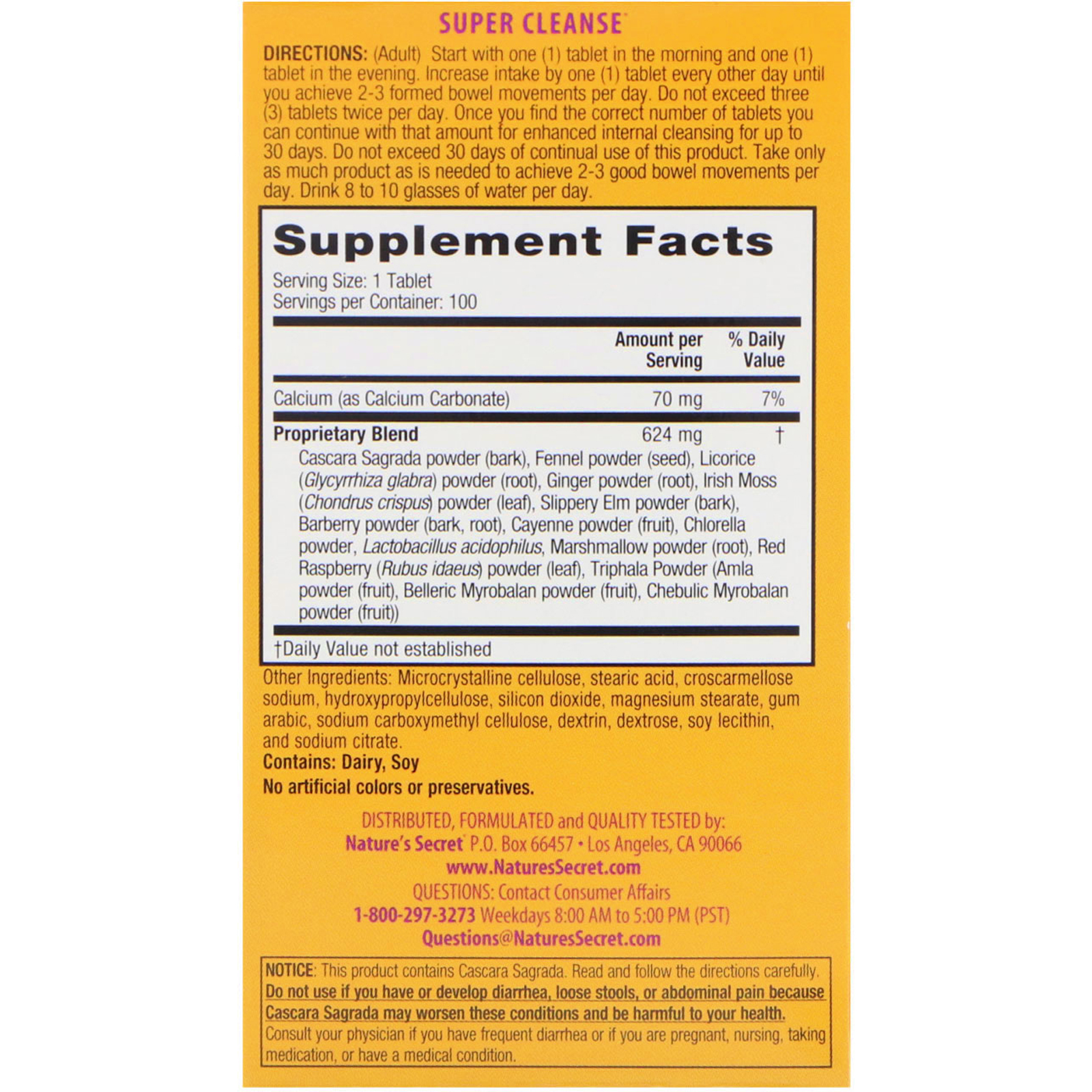 Nature's Secret, Super Limpeza, 100 Comprimidos - Imagem 2