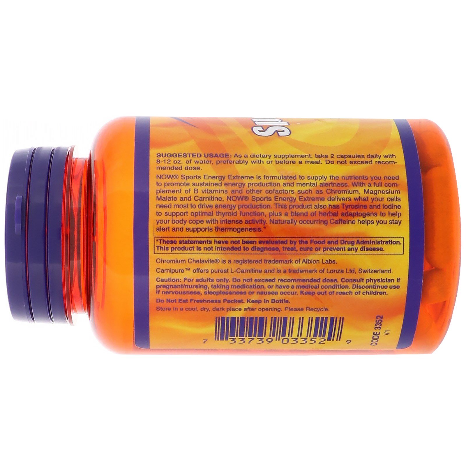 Now Foods, Sports Energy Extreme, 90 Cápsulas - Imagem 3