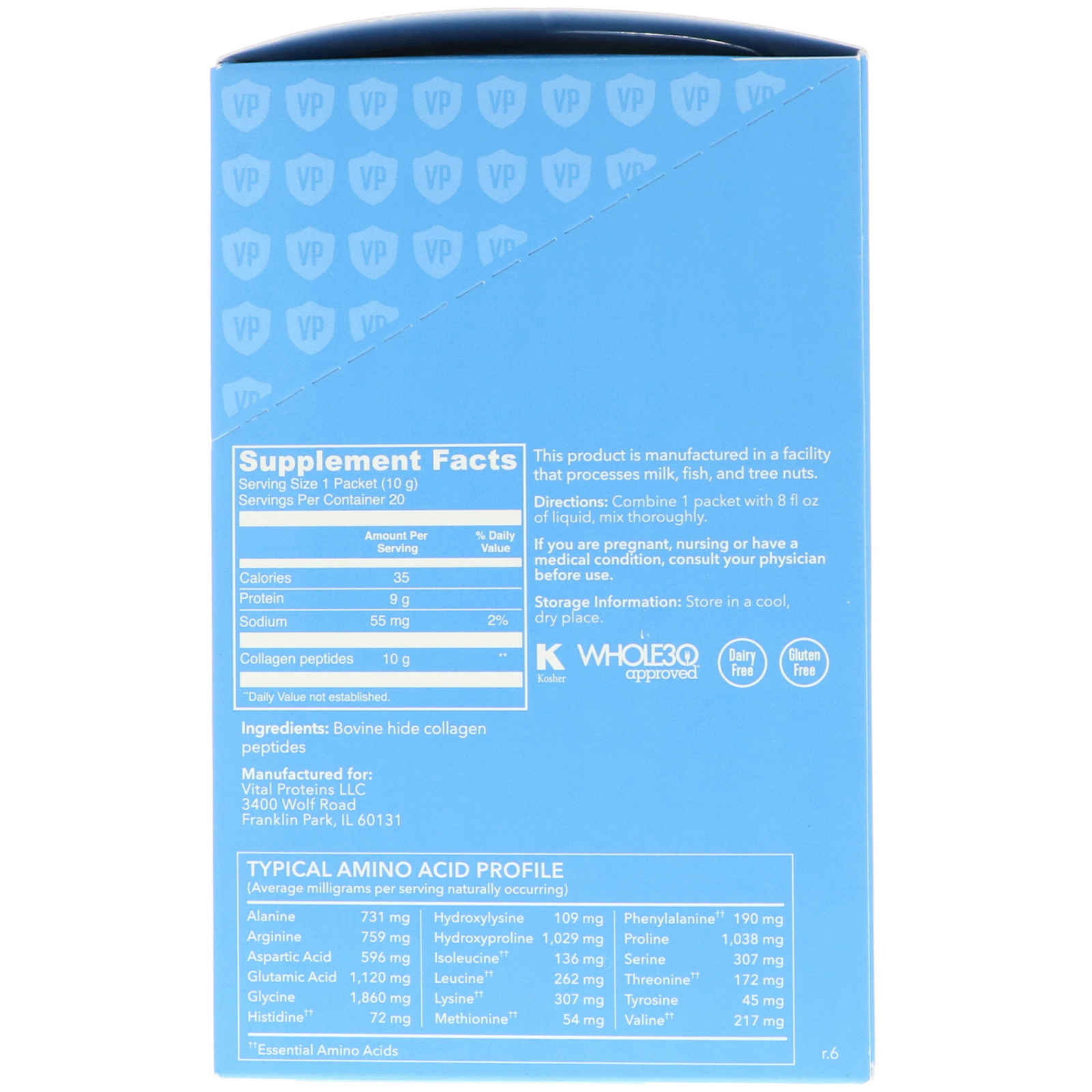 Vital Proteins, Peptídeos de Colágeno, Sem Sabor, 20 Pacotes, 10 g (0,35 oz) Cada - Imagem 2