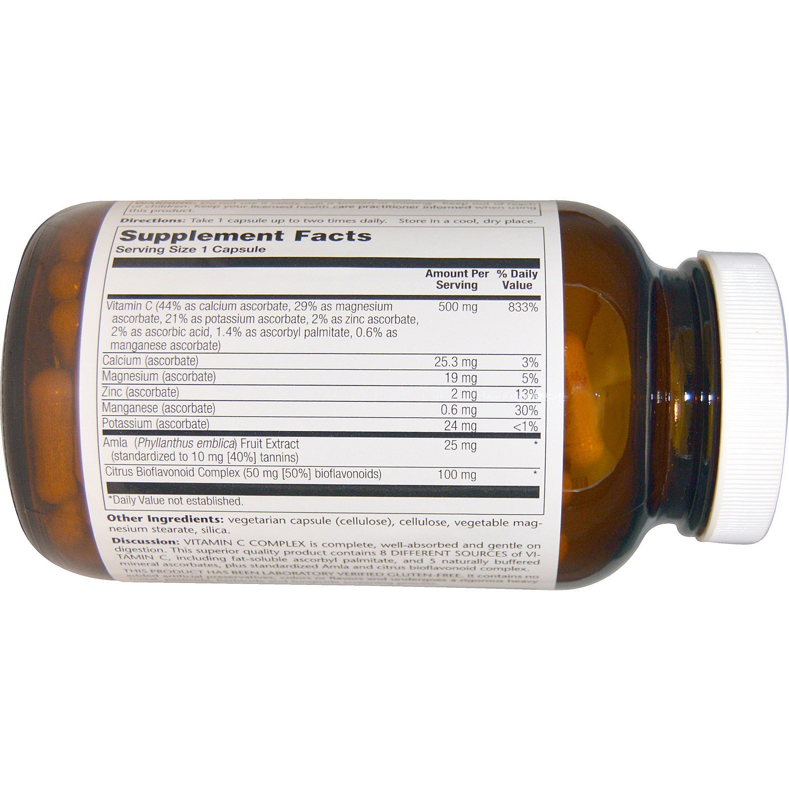 Pioneer Nutritional Formulas, Vitamin C Complex, 500 mg, 180 Vegetarian Capsules - Imagem 2