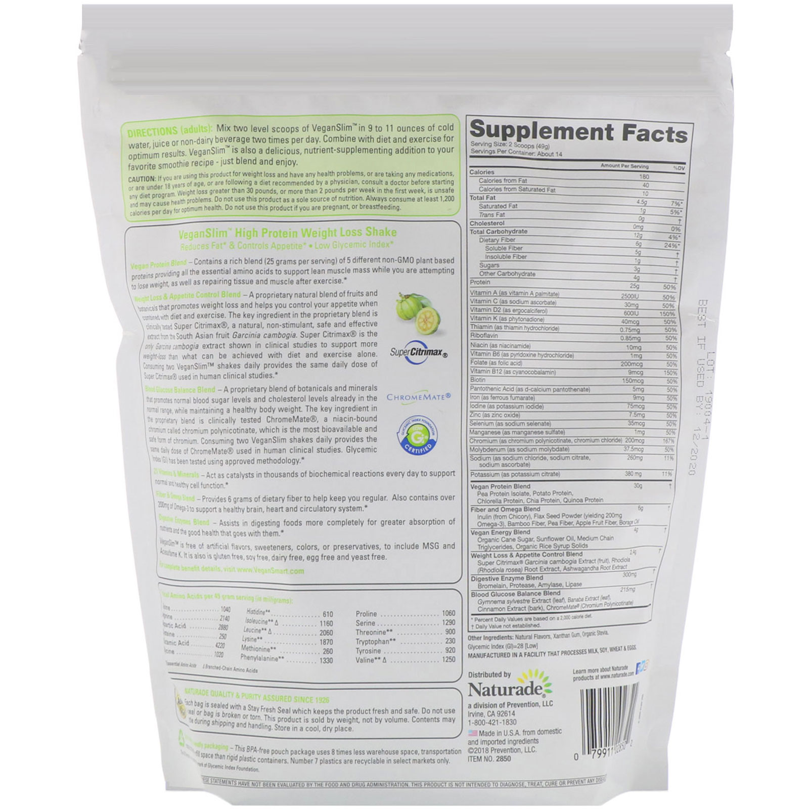 VeganSmart, Vegano Magro, Alto Teor Proteico, Shake para Perda de Peso, Baunilha, 24,2 oz (686 g) - Imagem 2