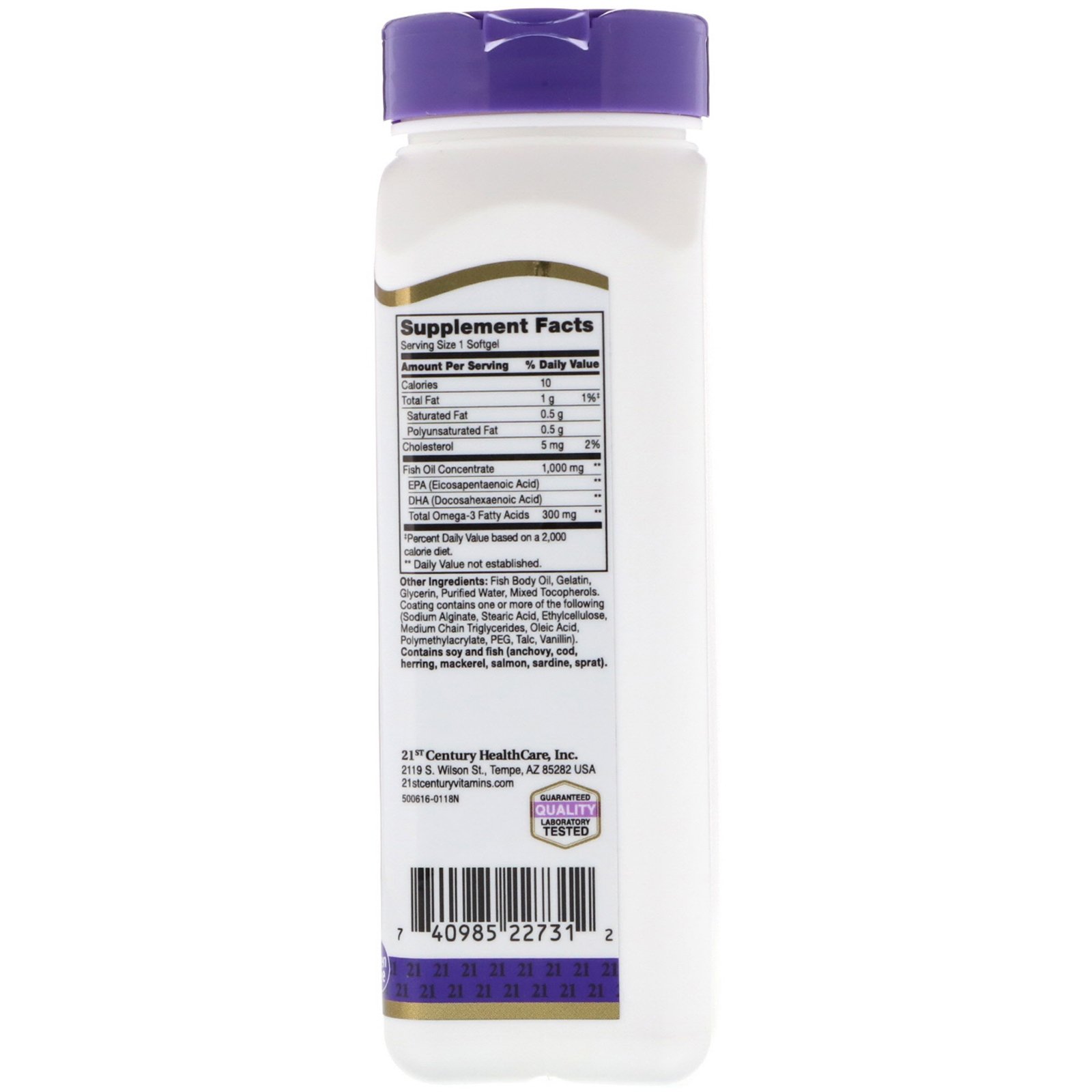 21st Century, Fish Oil, Reflux Free, 1,000 mg, 90 Enteric Coated Softgels - Imagem 2