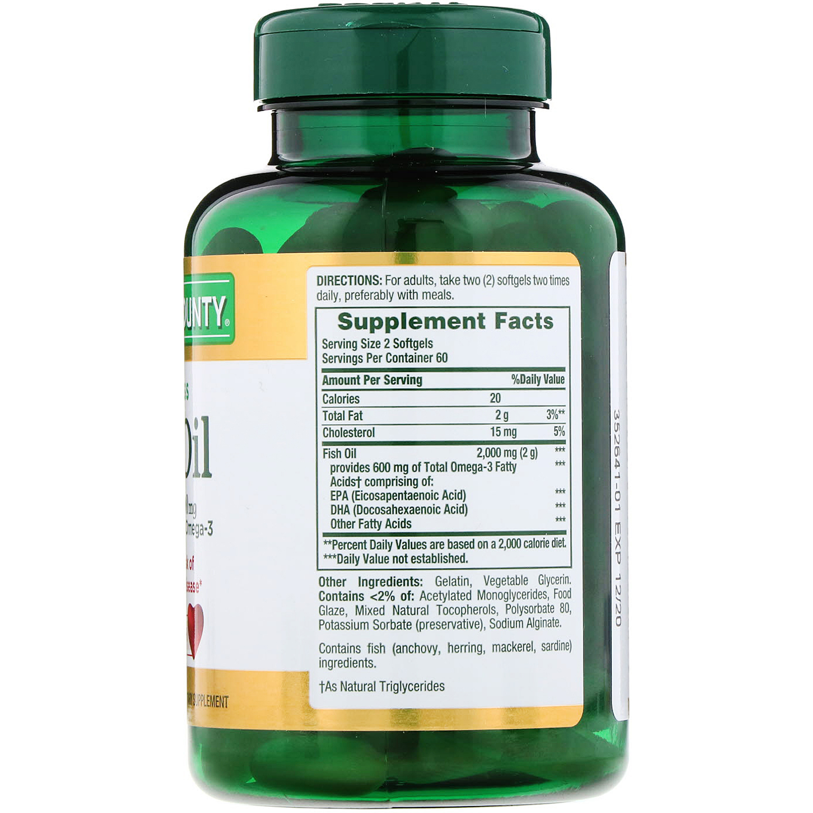 Nature's Bounty, Odorless Fish Oil, 1,000 mg, 120 Coated Softgels - Imagem 2
