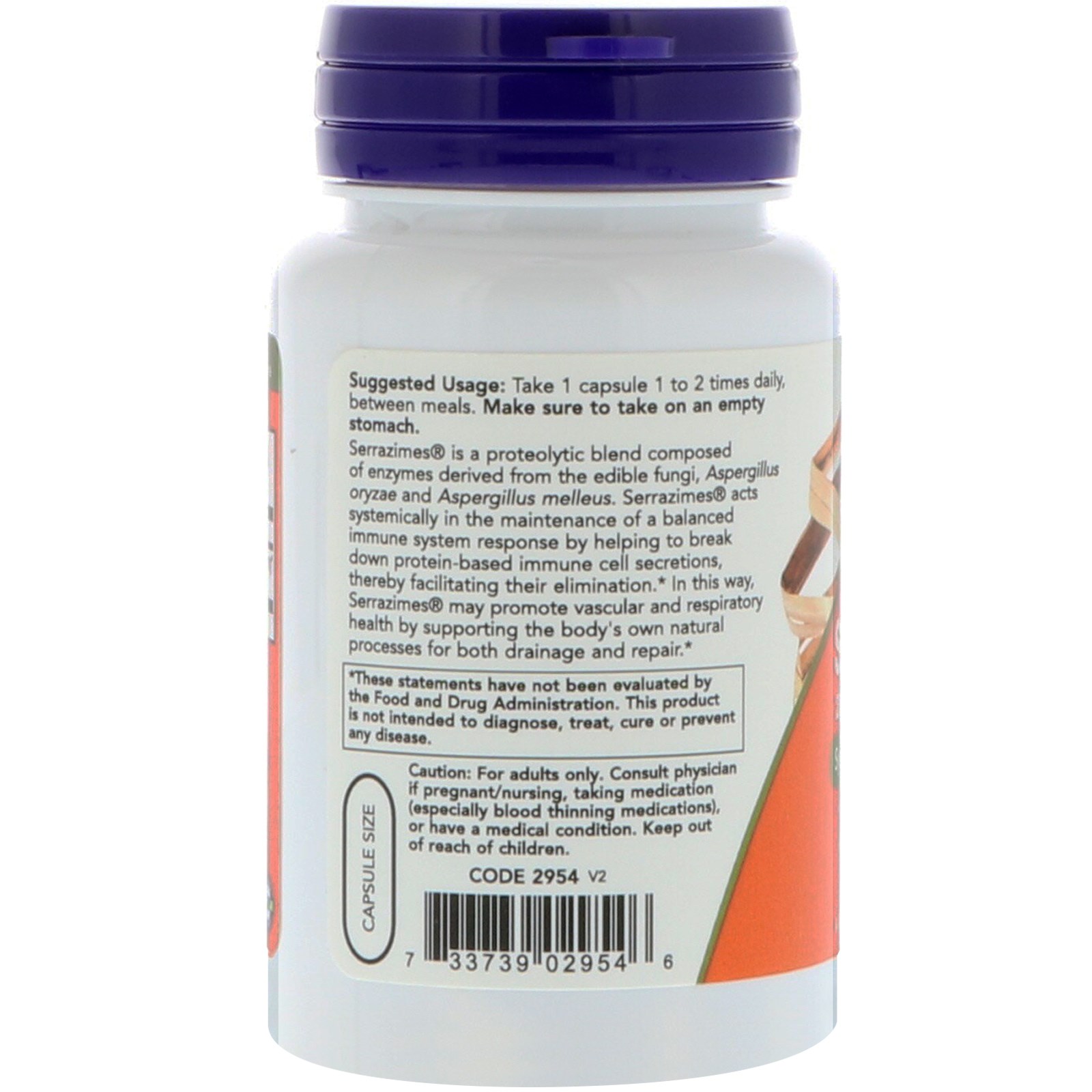 Now Foods, Serrazimes, 90 Veg Capsules - Imagem 3