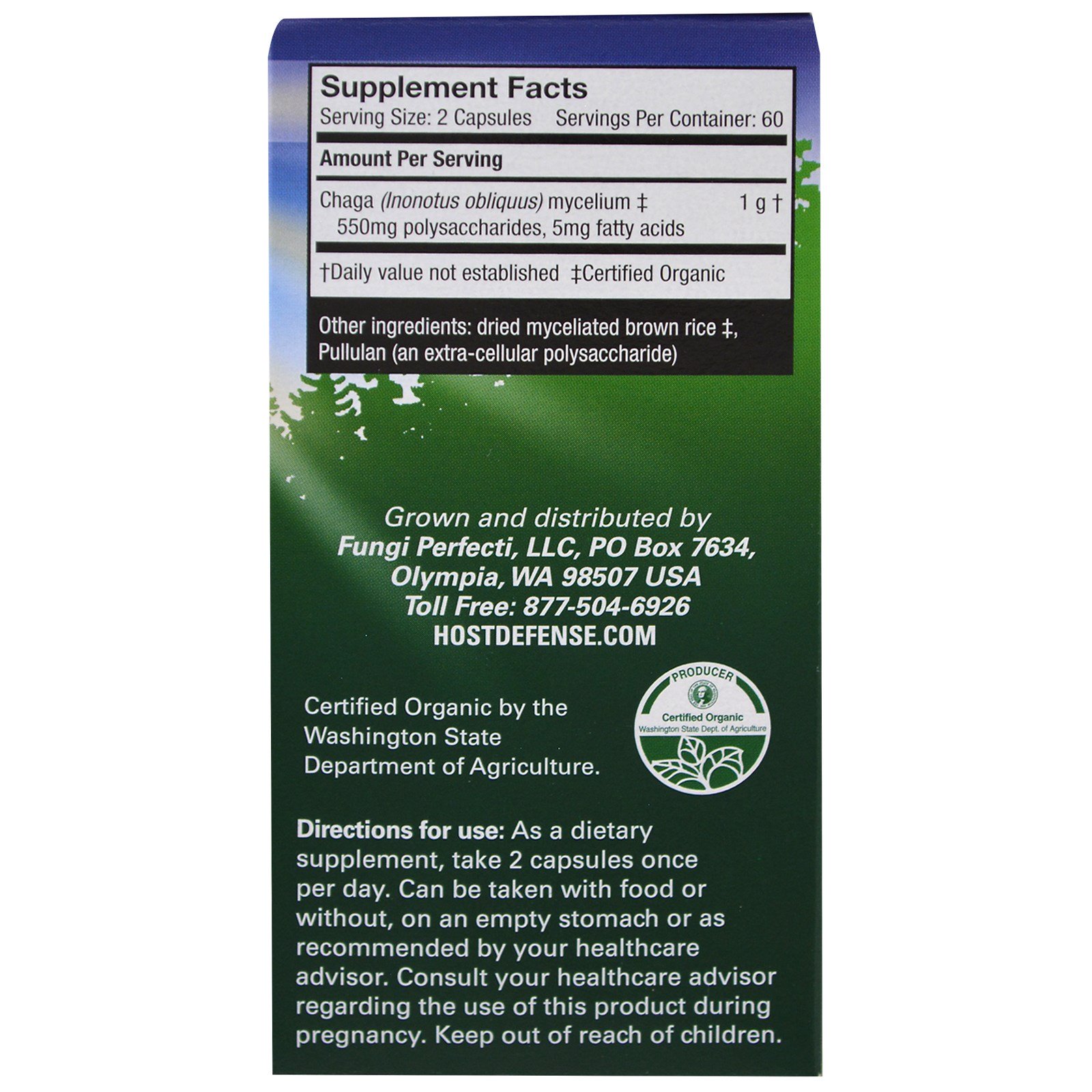 Fungi Perfecti, Chaga, 120 Cápsulas Vegetais - Imagem 2
