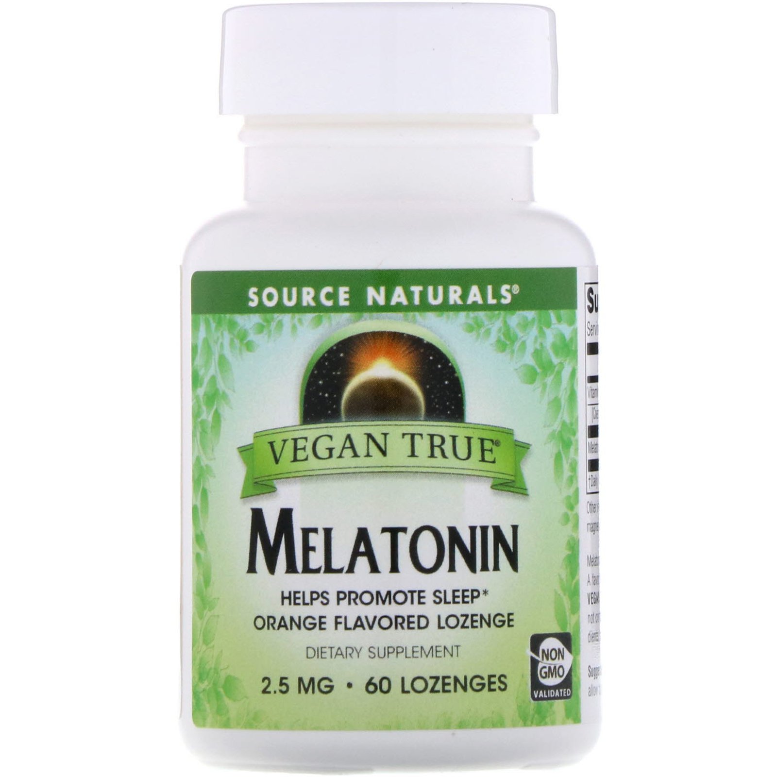 Source Naturals, Vegan True, Melatonina, Laranja, 2.5 mg, 60 Comprimidos