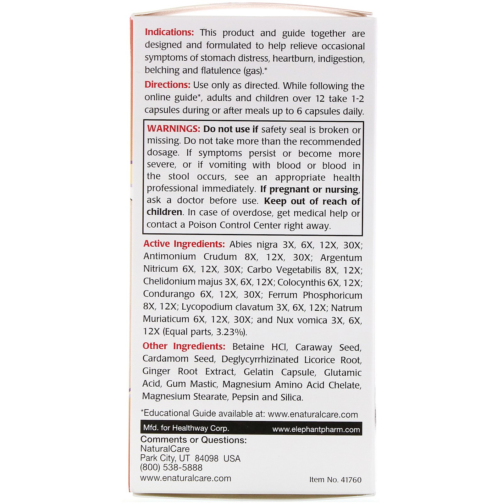 NaturalCare, Reflux-Away, For Men and Women, 60 Capsules - Imagem 2