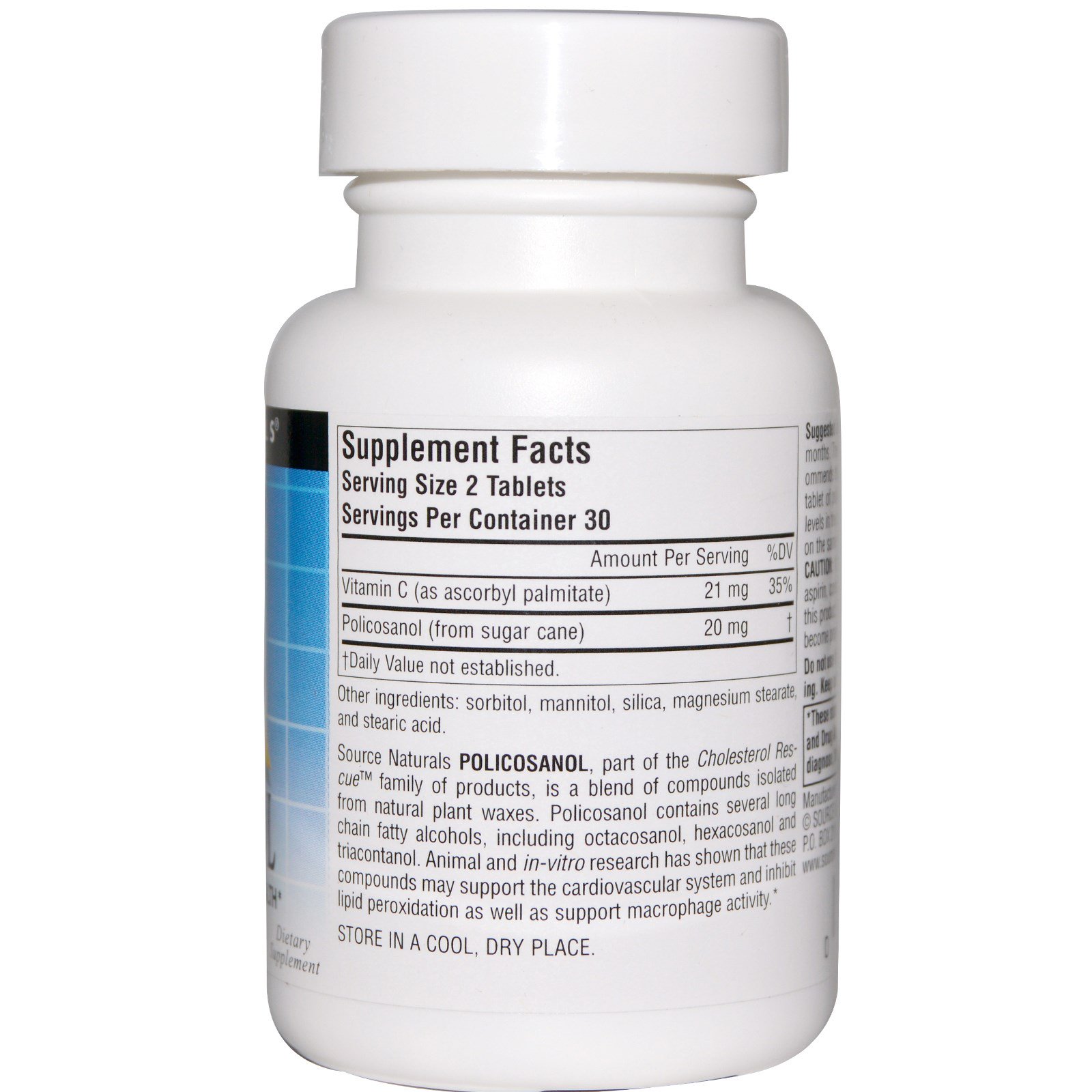 Source Naturals, Policosanol, 10 mg, 60 tabletes - Imagem 2