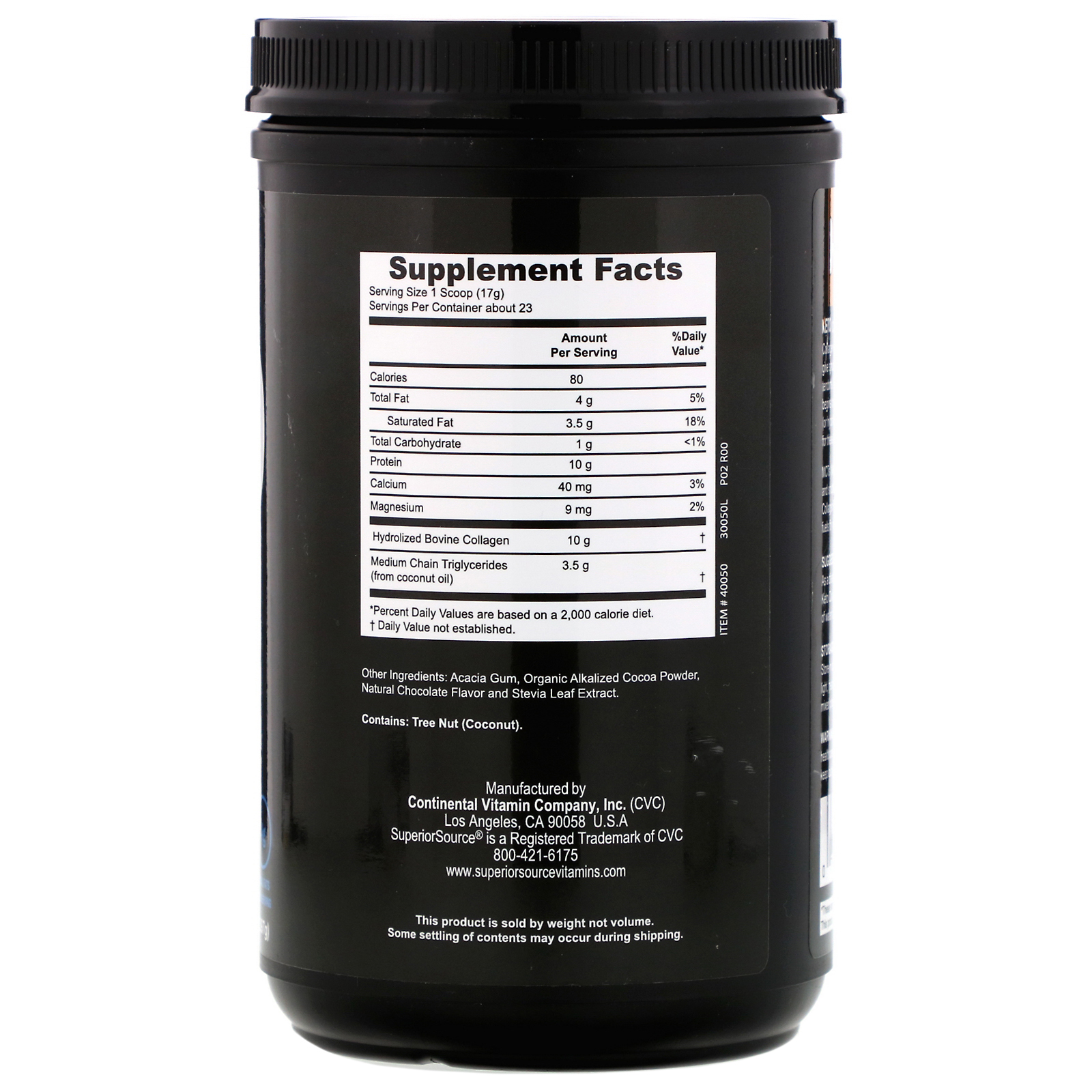 Superior Source, Keto Collagen Powder with MCTs, Chocolate, 14 oz (397 g) - Imagem 2