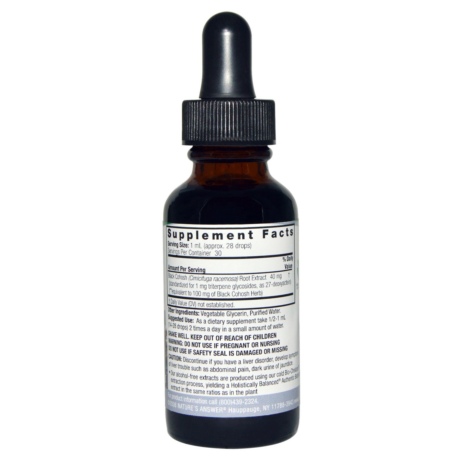 Nature's Answer, Acteia, Livre de Álcool, 40 mg, 1 fl oz (30 ml) - Imagem 2