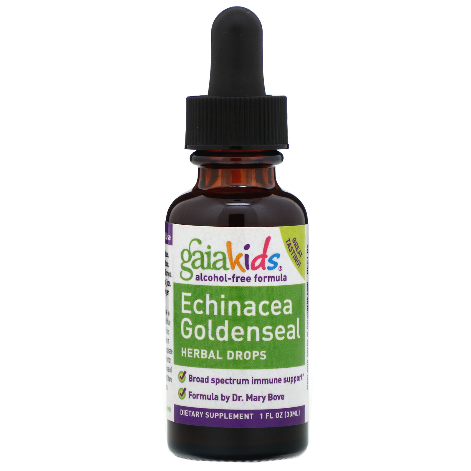 Gaia Herbs, Kids, Echinacea Goldenseal Herbal Drops, Fórmula Sem Álcool, 30 ml (1 fl oz)