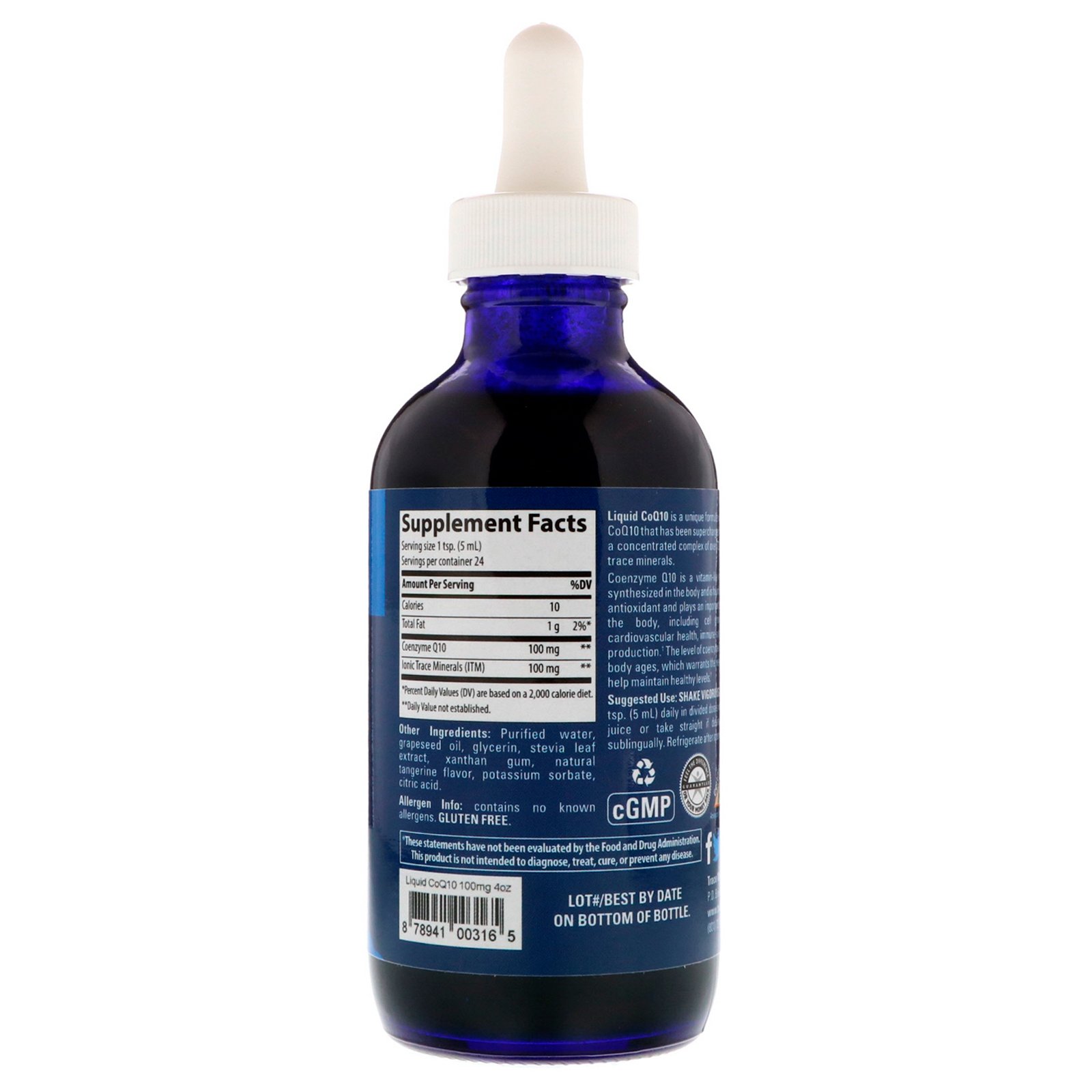 Trace Minerals Research, CoQ10 Líquido, Sabor Tangerina, 100 mg, 4 fl oz (118 ml) - Imagem 2