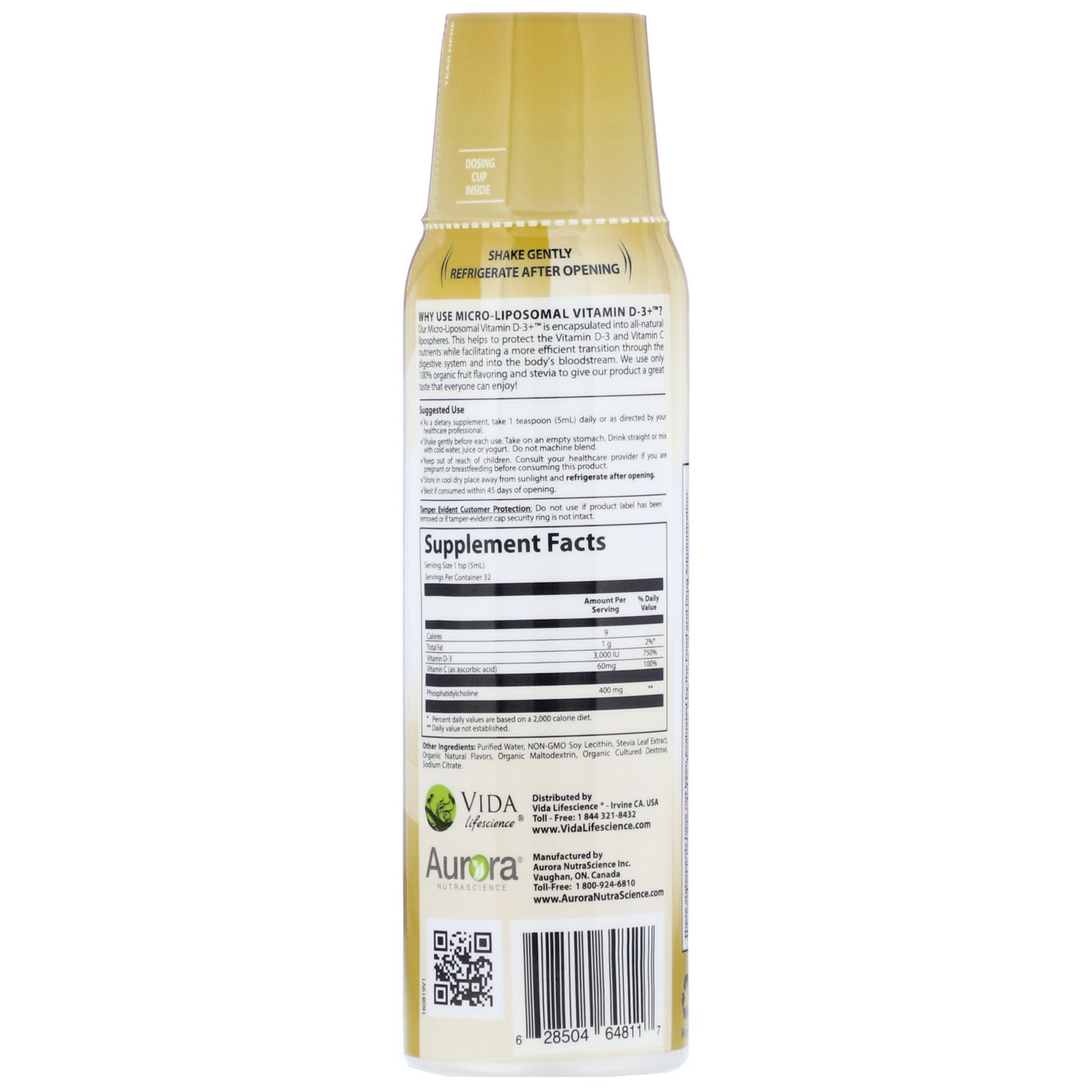 Aurora Nutrascience, Micro-Liposomal Vitamin D-3+, Organic Fruit Flavor, 3,000 IU, 5.4 fl oz (160 ml) - Imagem 2