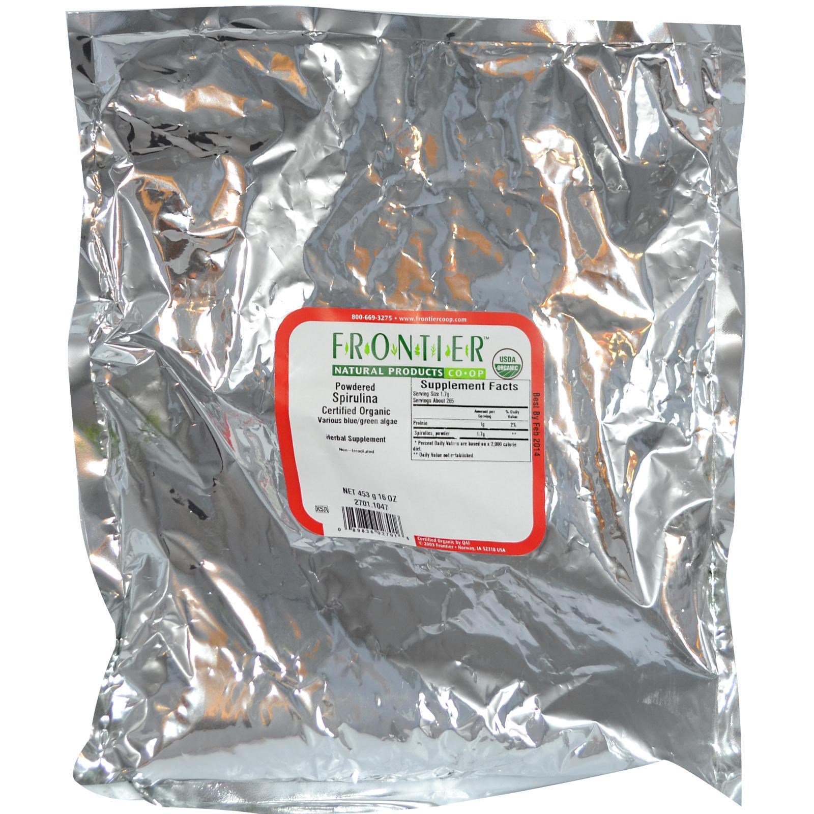 Frontier Natural Products, Espirulina Orgânica em Pó, 16 oz (453 g) - Imagem 2