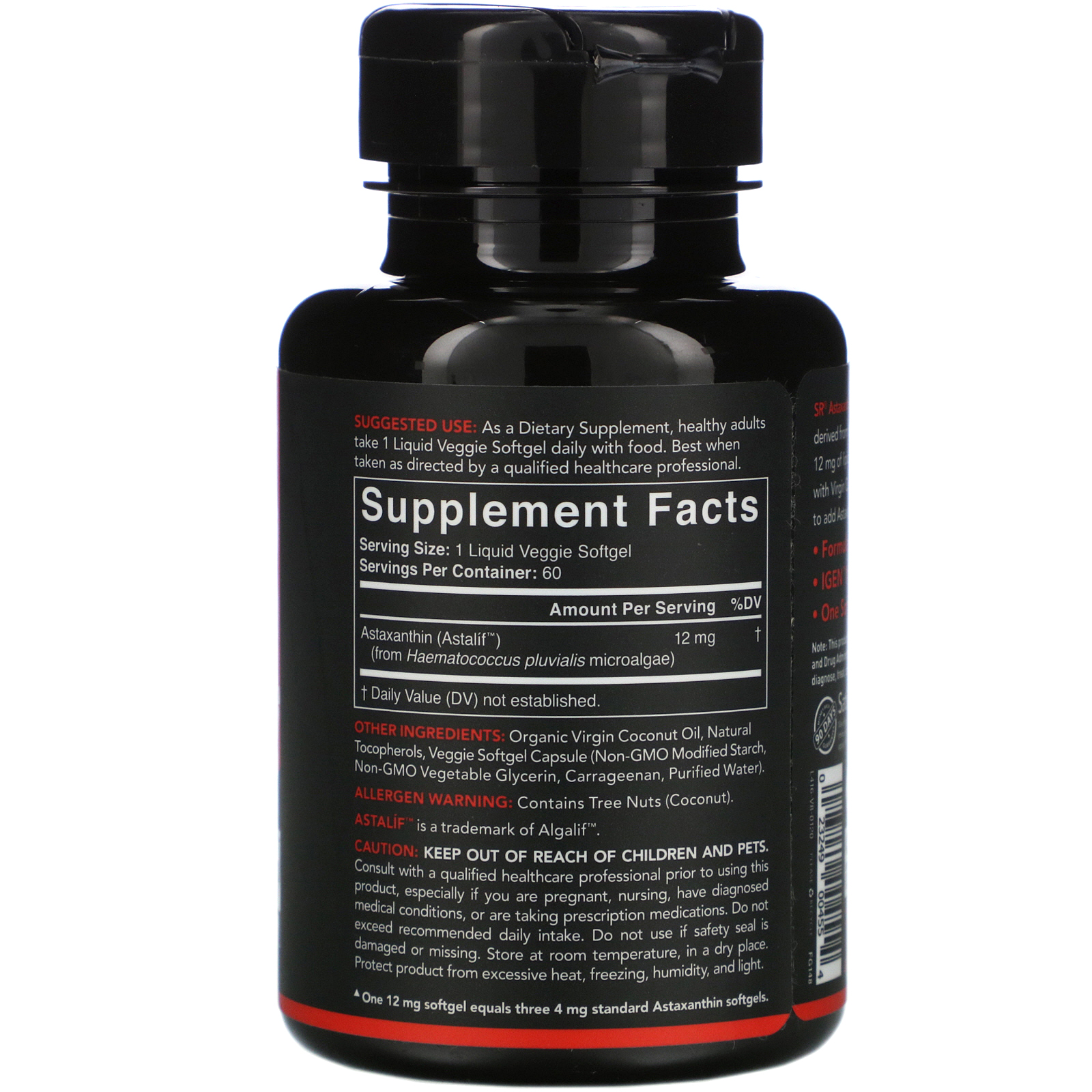 Sports Research, Astaxanthin, Triple Strength, 12 mg, 60 Veggie Softgels - Imagem 2
