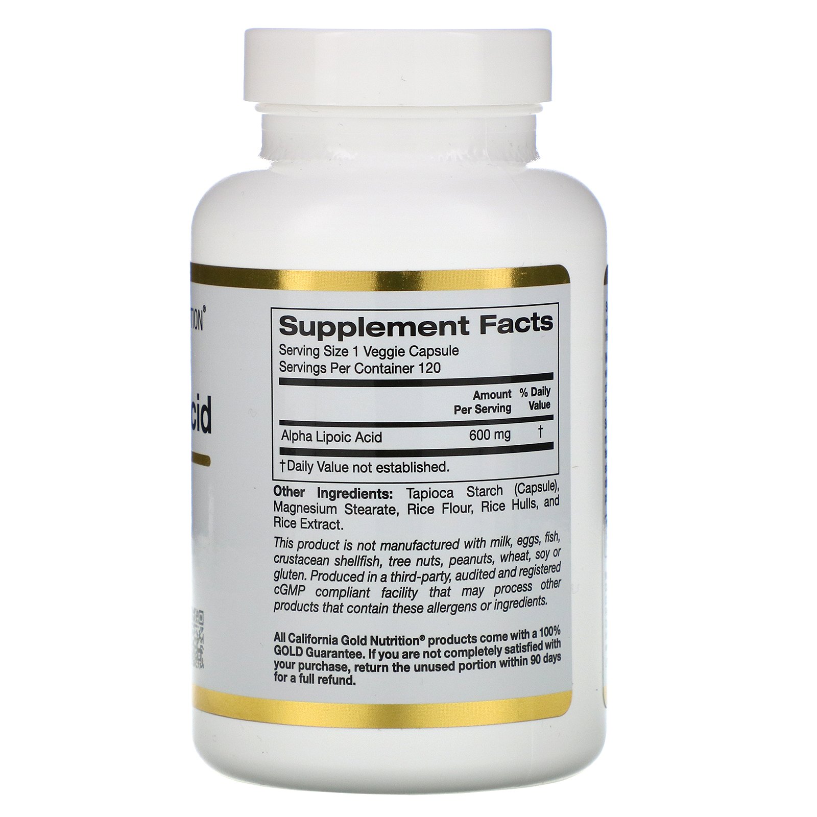 California Gold Nutrition, Ácido Alfalipoico, 600 mg, 120 Cápsulas Vegetais - Imagem 2