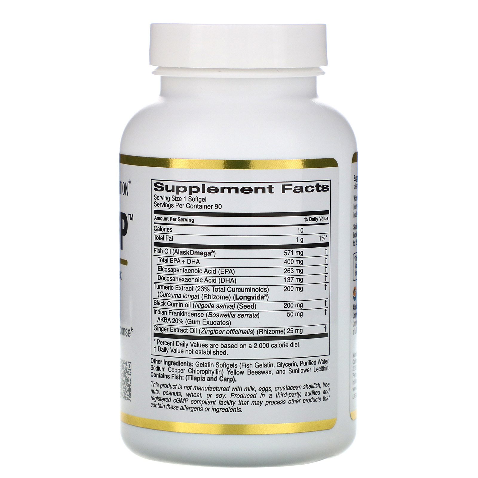 California Gold Nutrition, CurcuminUP, Complexo Ômega 3 de Curcumina, Apoio Contra a Inflamação, 90 Cápsulas Gelatinosas de Peixe - Imagem 2