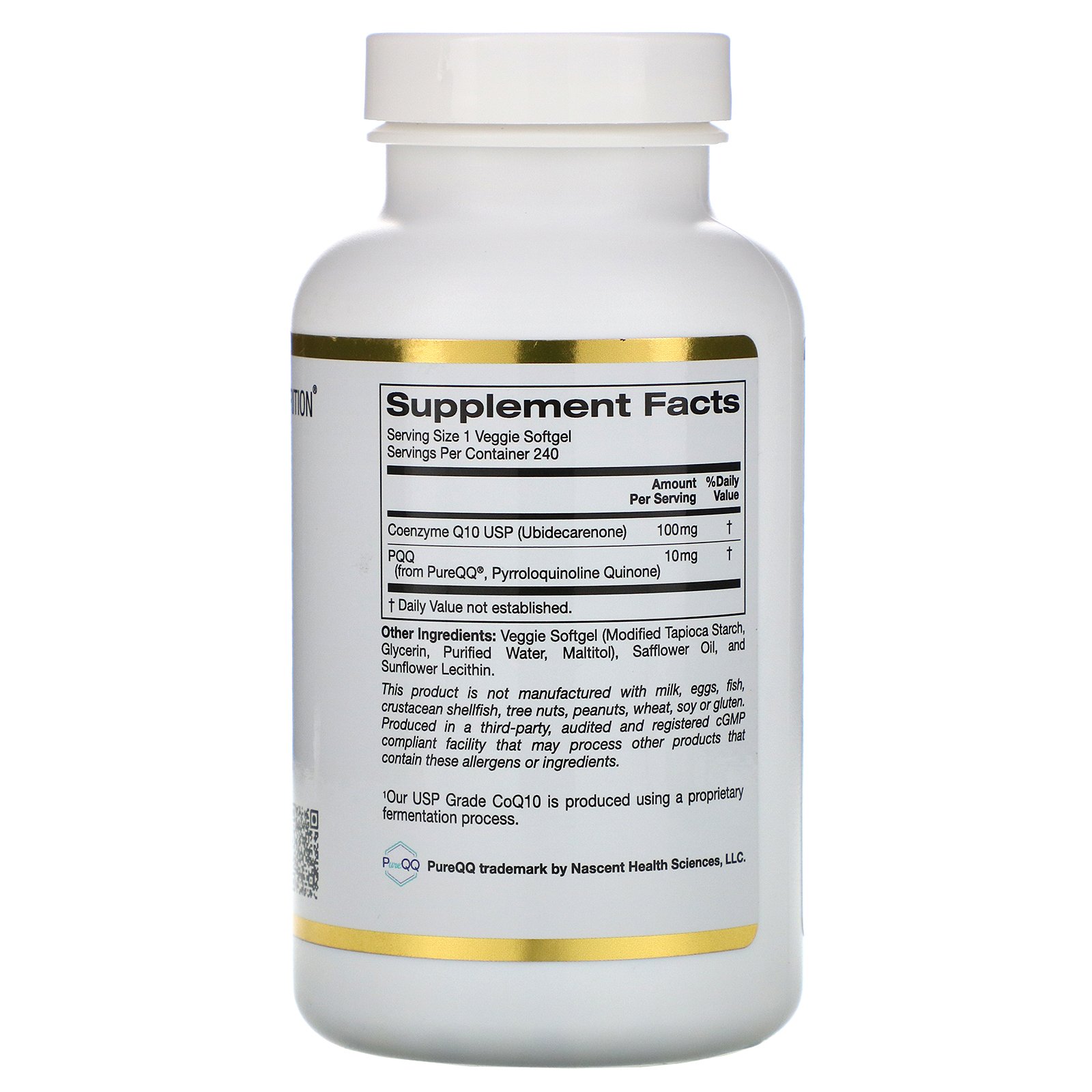 California Gold Nutrition, CoQ10 com PQQ, 100 mg, 240 Cápsulas Softgel Vegetarianas - Imagem 2