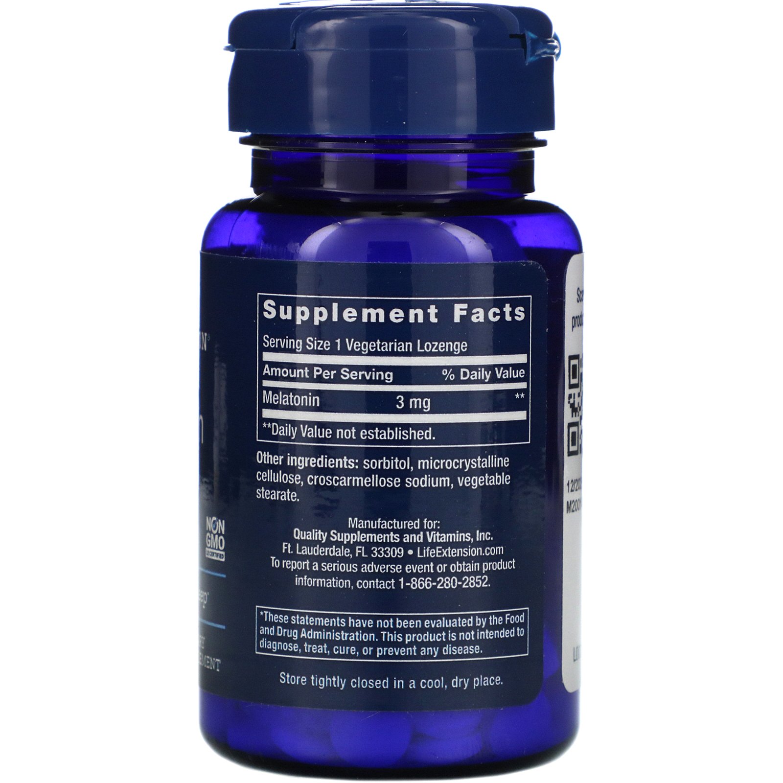 Life Extension, Melatonina, 3 mg, 60 Pastilhas Vegetarianas - Imagem 2