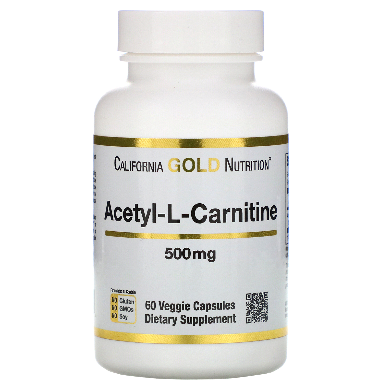 California Gold Nutrition, SPORT, Acetil-L-Carnitina, 500 mg, 60 Cápsulas Vegetais