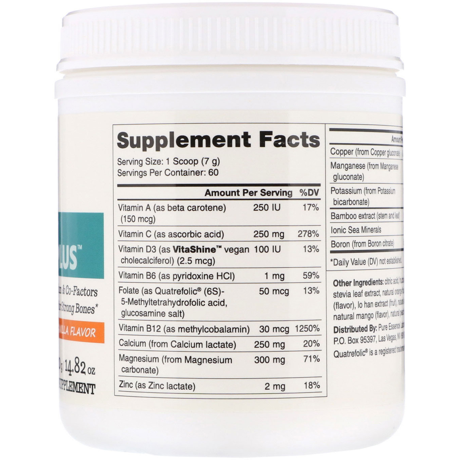 Pure Essence, Ionic-Fizz Calcium Plus, Sabor Laranja e Baunilha, 14,82 oz (420 g) - Imagem 2