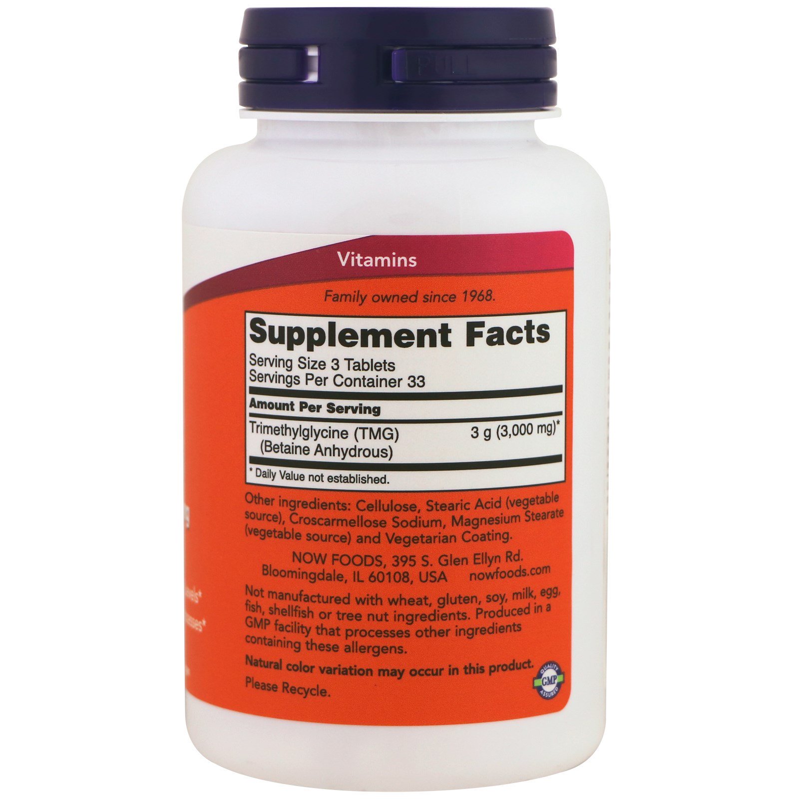 Now Foods, TMG, 1.000 mg, 100 Comprimidos - Imagem 2