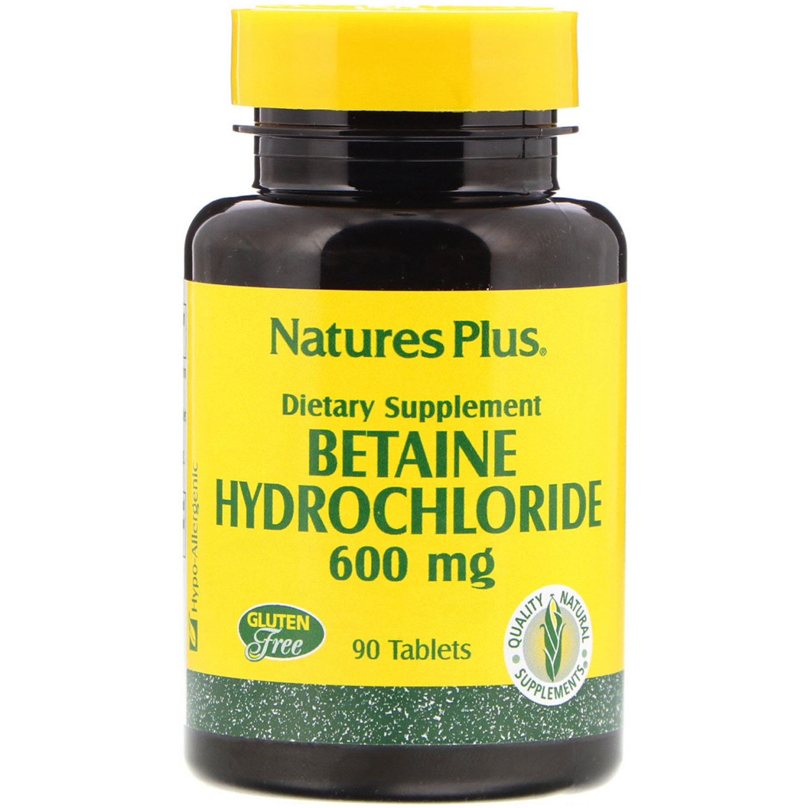 Nature's Plus, Betaína Hidrocloreto, 600 mg, 90 Comprimidos