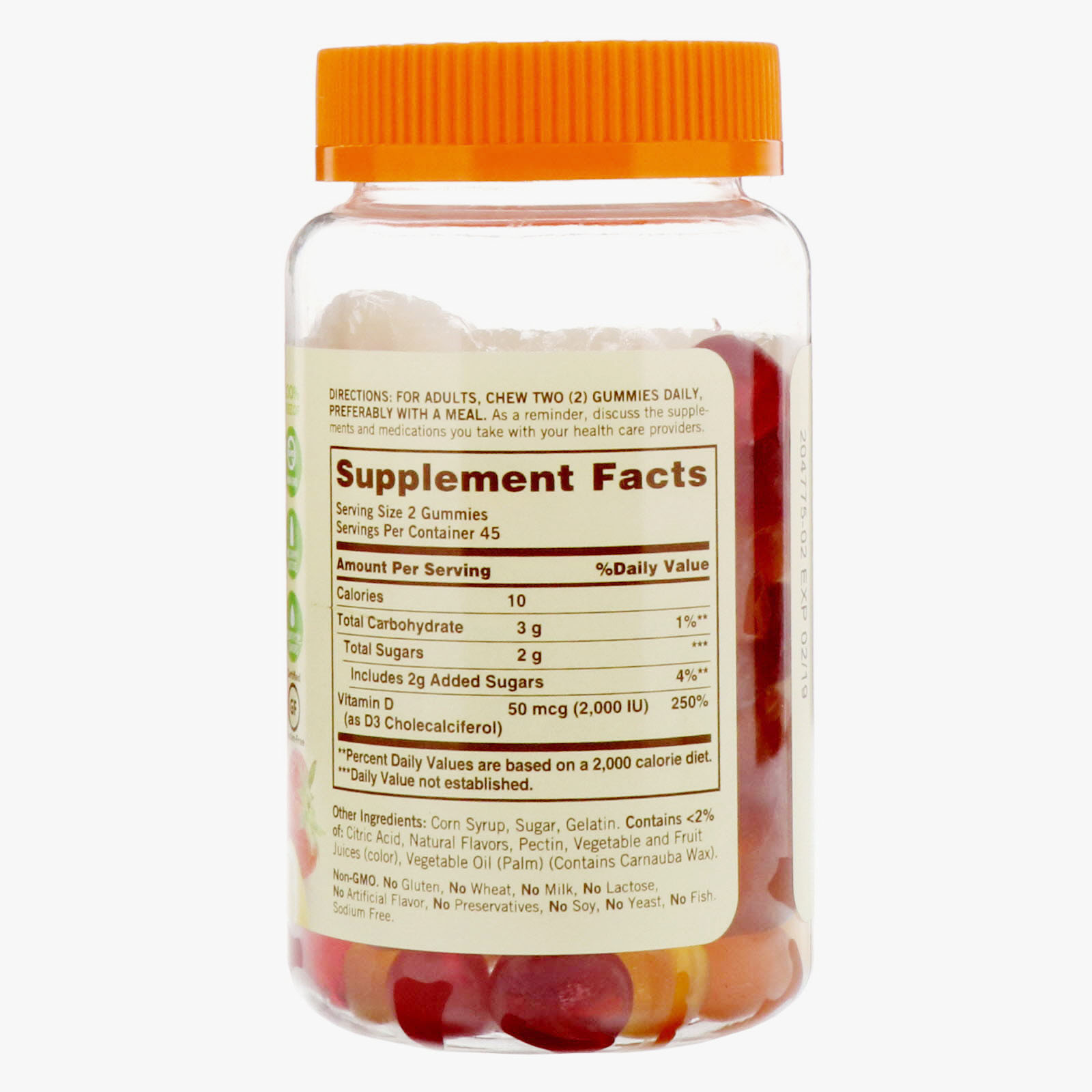Sundown Naturals, Vitamin D3 Gummies, Strawberry, Orange, & Lemon Flavored, 50 mcg (2,000 IU), 90 Gummies - Imagem 2