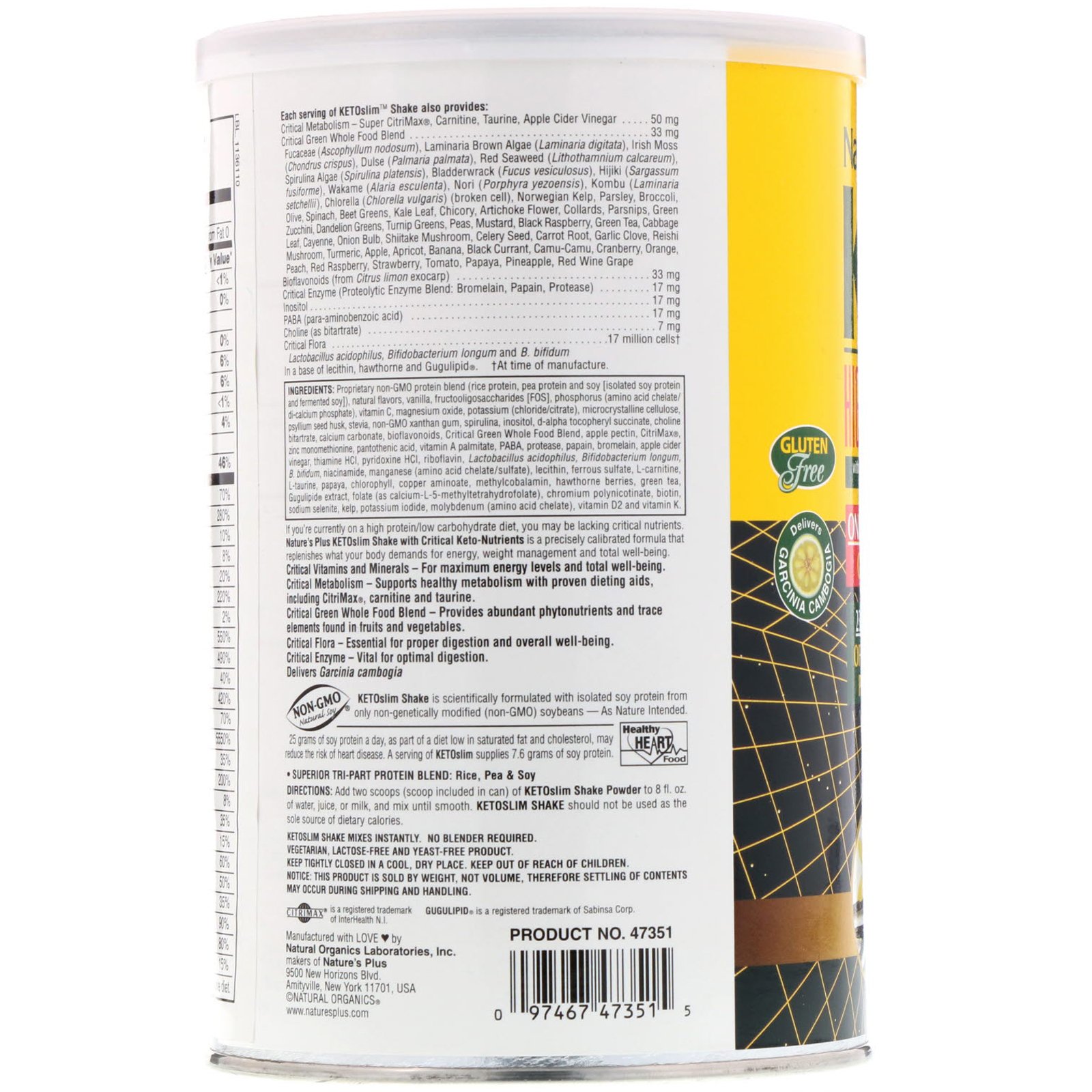 Nature's Plus, Keto Slim, Shake de Proteínas, baunilha, 0,80 lb. (363 g) - Imagem 2