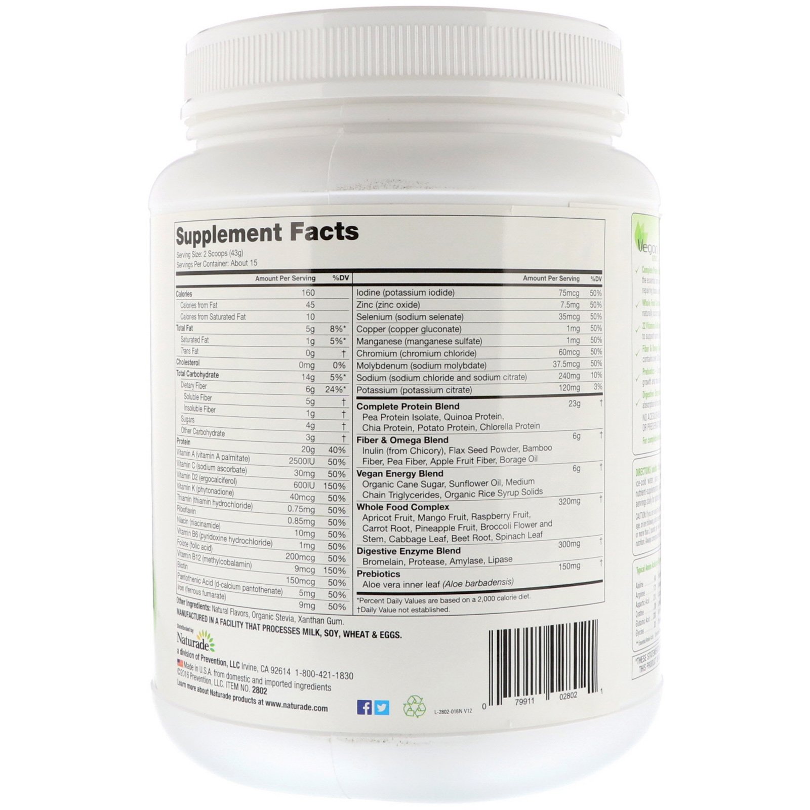 VeganSmart, All-In-One Nutritional Shake, Vanilla, 22.8 oz (645 g) - Imagem 2