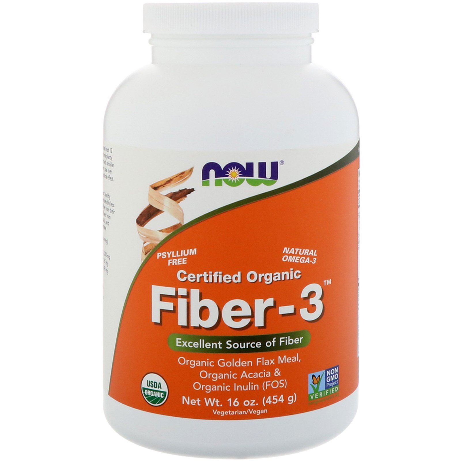 Now Foods, Orgânico, Fibra-3, Em pó, 454 g