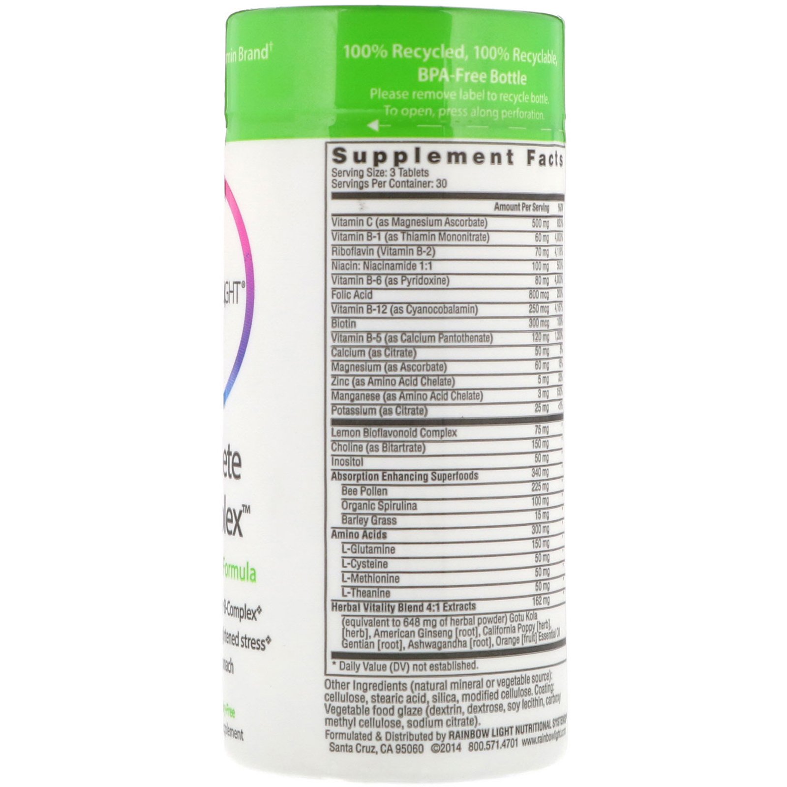Rainbow Light, Complete B-Complex, Fórmula à Base de Alimentos, 90 Comprimidos - Imagem 2