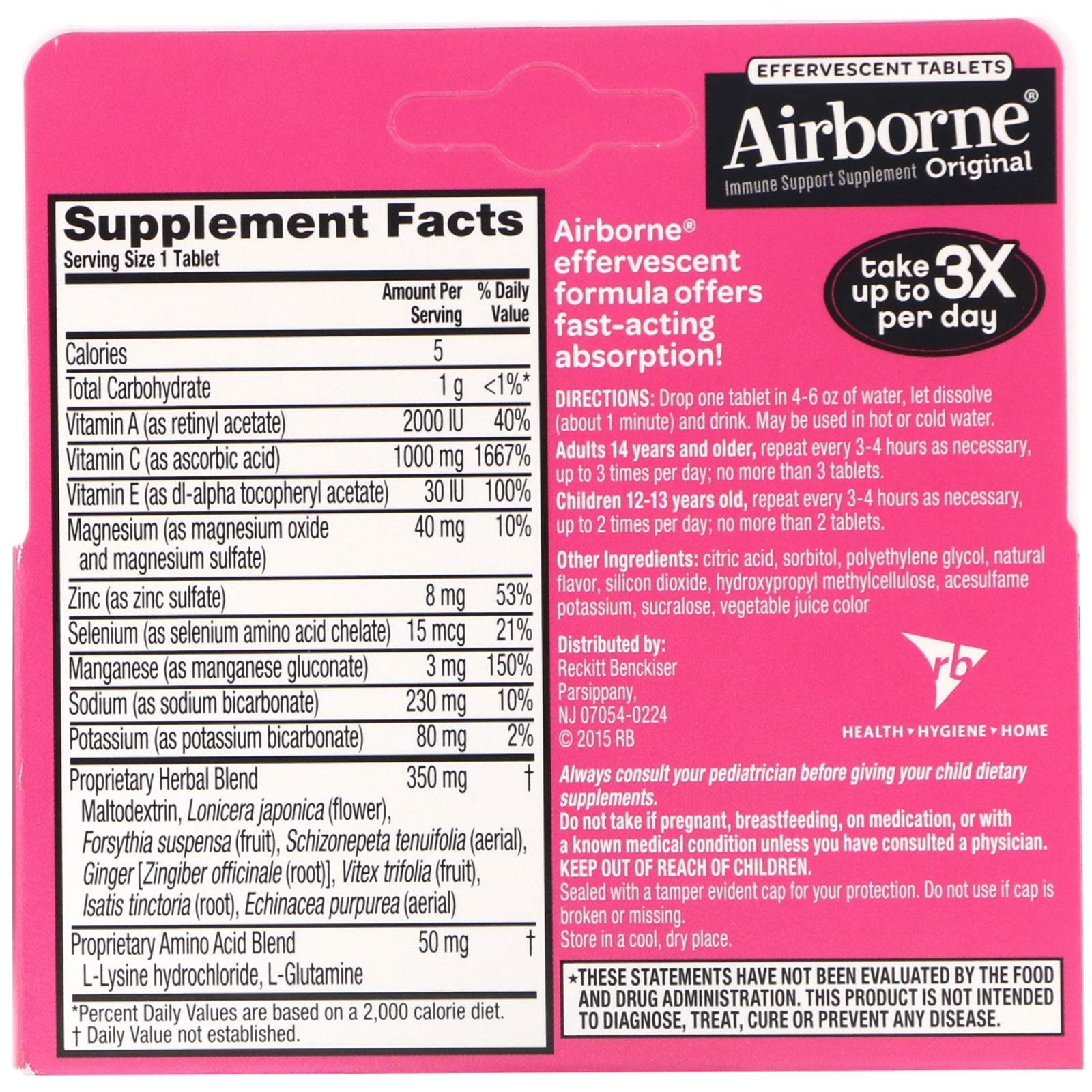 AirBorne, Explosão de Vitamina C, Toranja Rosa, 10 Comprimidos Efervescentes - Imagem 2