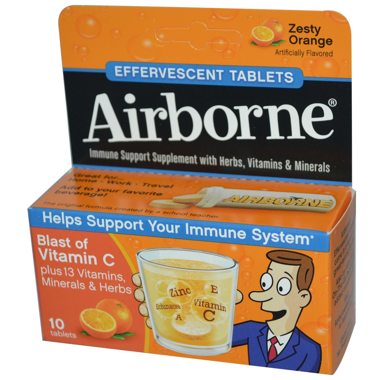 AirBorne, Explosão de Vitamina C, Laranja Picante, 10 Comprimidos Efervescentes