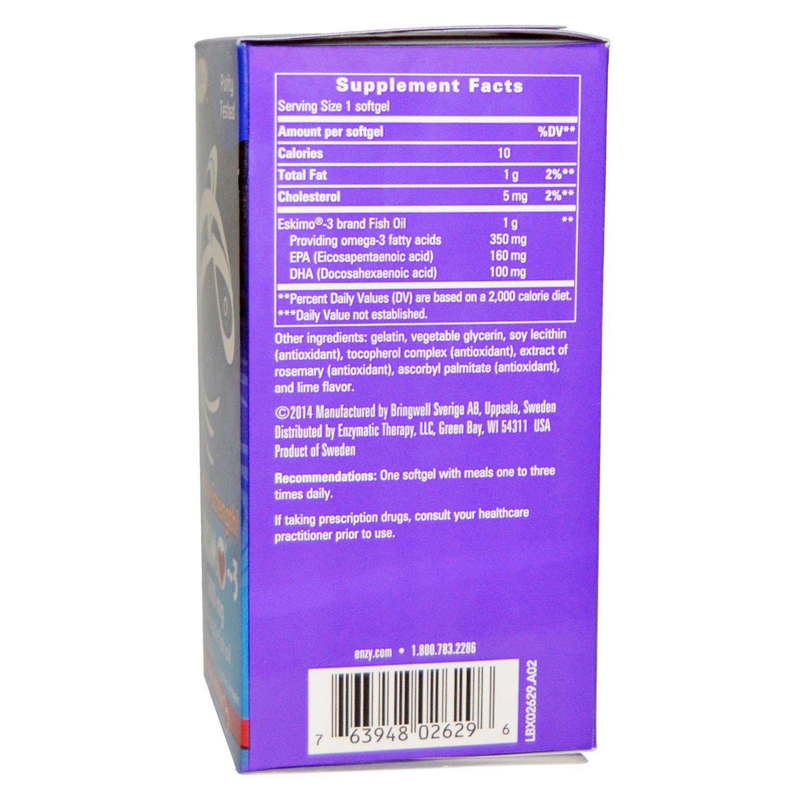 Enzymatic Therapy, Esquimós-3, Dupla Força, 1000 mg, 90 Softgels - Imagem 2