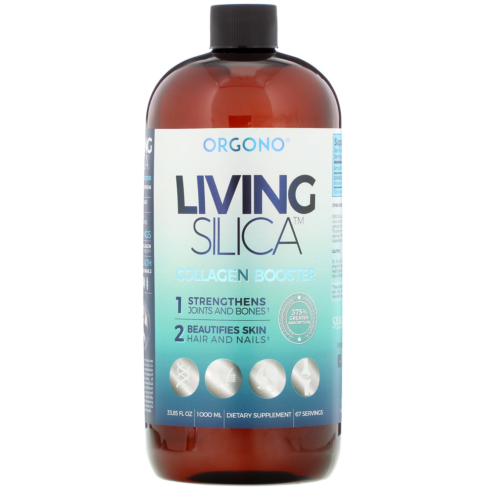 Silicium Laboratories , Orgono Living Silica, Collagen Booster, 33.85 fl oz (1000 ml)