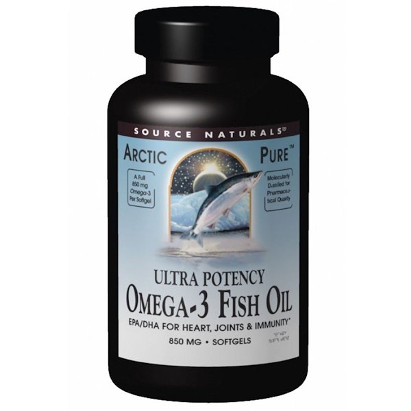 Source Naturals, Óleo de Peixe Ômega-3 Ártico, Ultra Potência, 850 mg, 60 Cápsulas