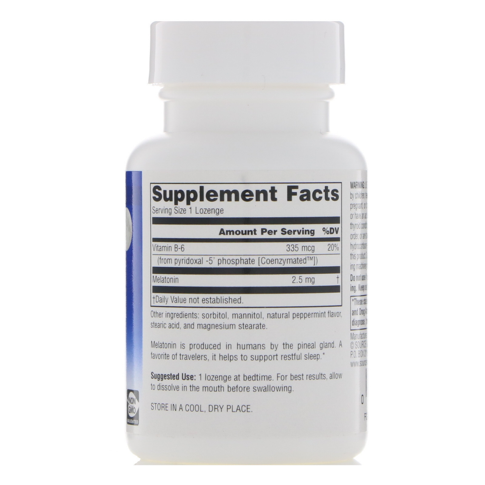 Source Naturals, Melatonin, Peppermint, 2.5 mg, 60 Lozenges - Imagem 2