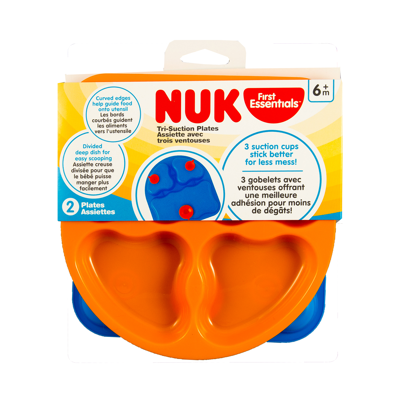 NUK, Gerber Graduates, pratos com base de sucção e divisória tripla, 6 meses ou mais, 2 pratos - Imagem 2