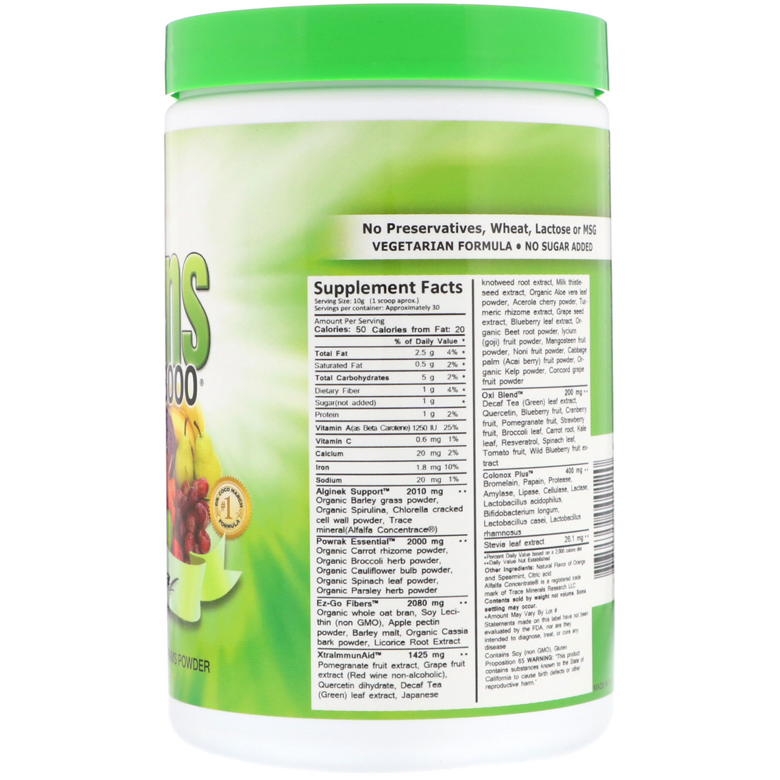 Greens World, Delicious Greens 8000, Original, 300 g (10,6 oz) em Pó - Imagem 2