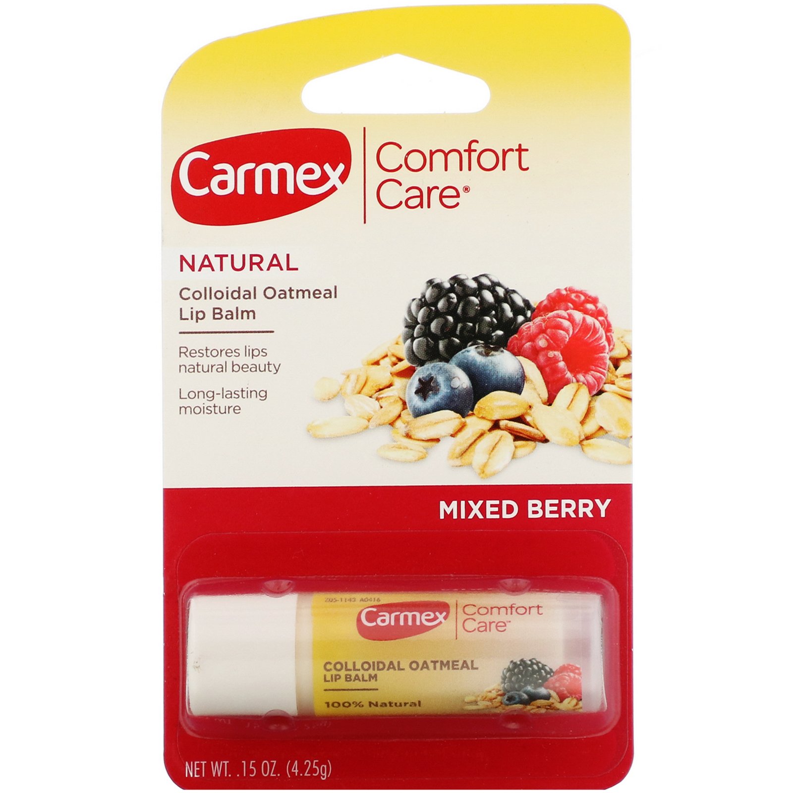 Carmex, Comfort Care, Bálsamo Labial de Aveia Coloidal, Mistura de Frutos Silvestres, 4,25 g (0,15 oz) - Imagem 2