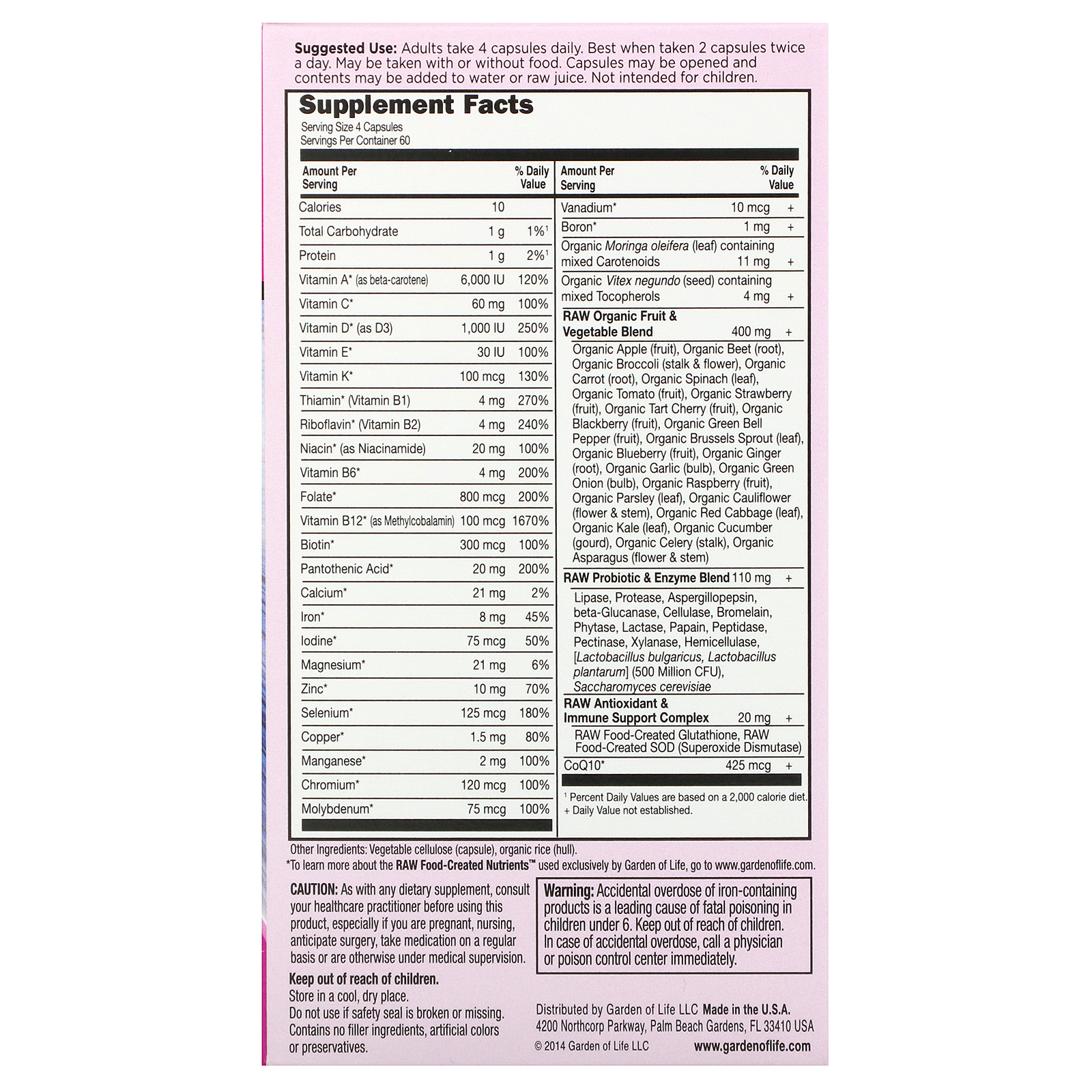 Garden of Life, Vitamin Code, Women, 240 Vegetarian Capsules - Imagem 2