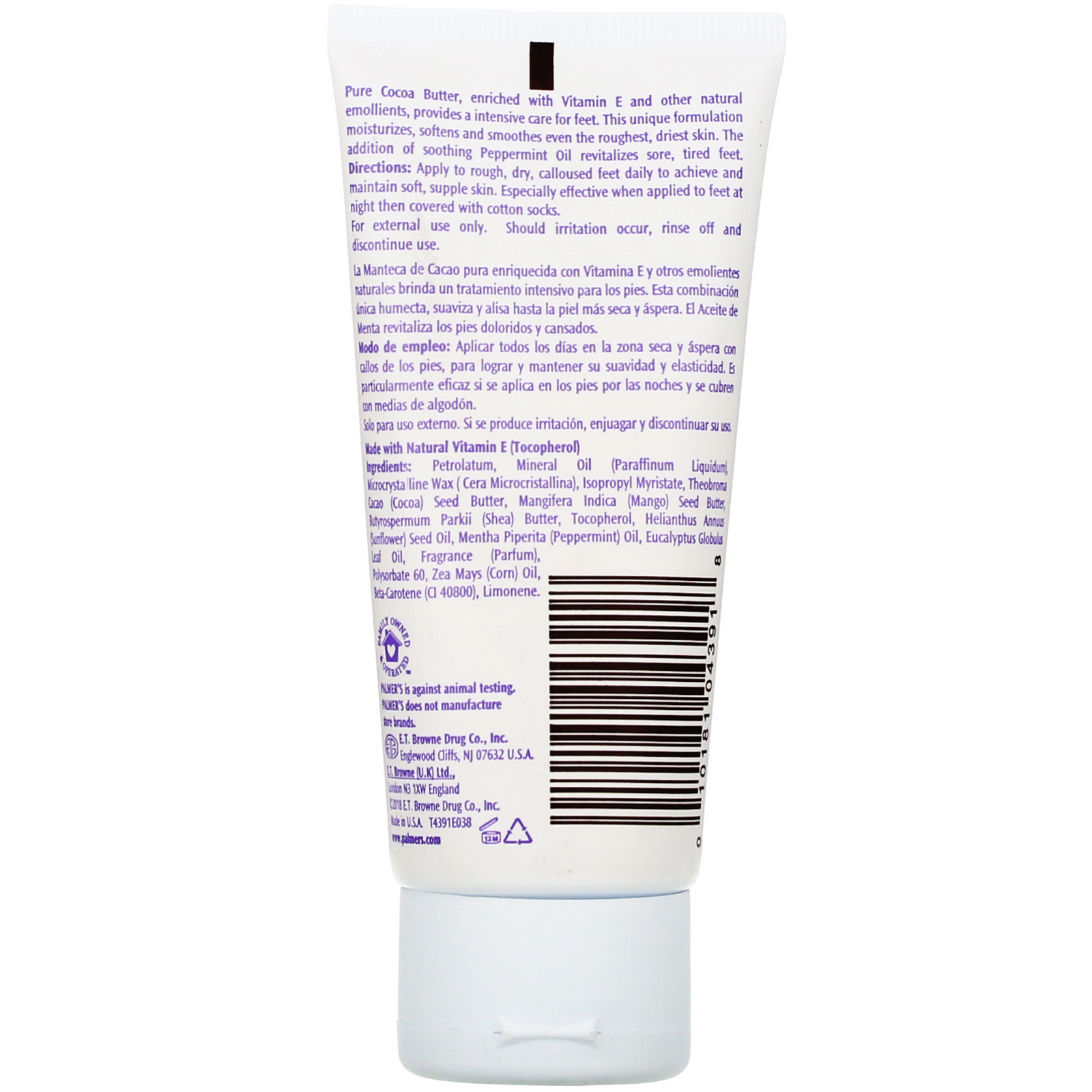 Palmer's, Fórmula de manteiga de cacau, mágica para os pés, com óleo de hortelã-pimenta e manteiga de manga, 2,1 oz. (60 g) - Imagem 2