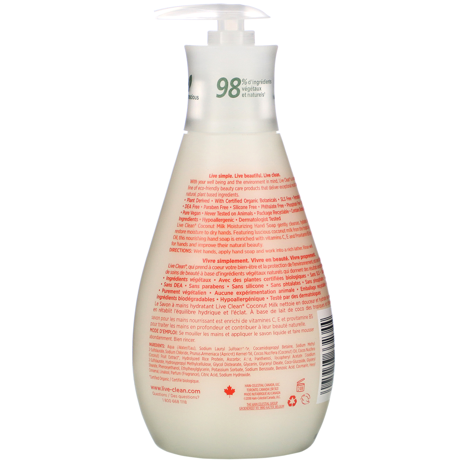 Live Clean, Sabonete Líquido Hidratante para as Mãos, Leite de Coco, 500 ml (17 fl oz) - Imagem 2
