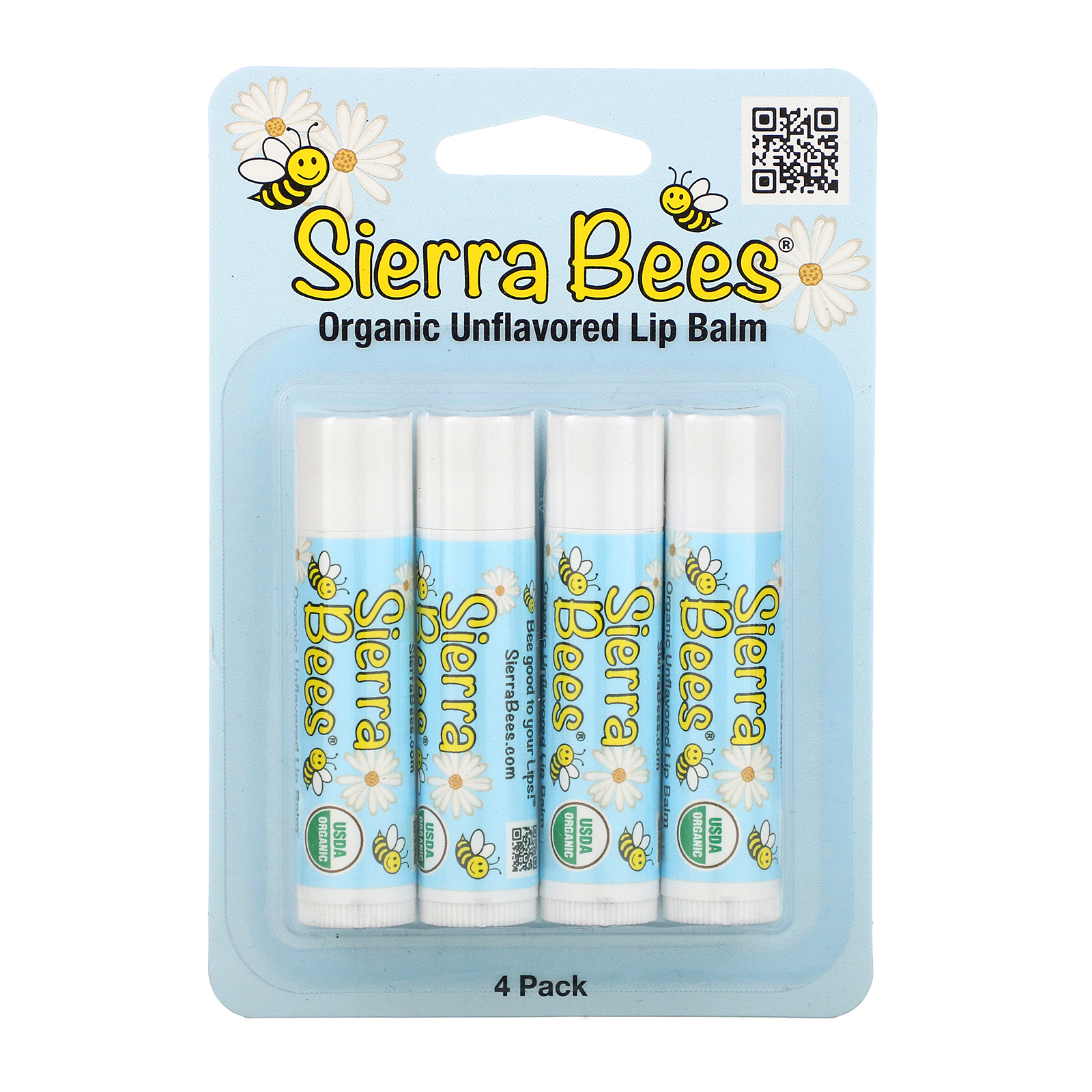 Sierra Bees, Bálsamos Orgânicos para os Lábios, Sem Sabor, 4 Unidades, 0,15 oz (4,25 g) Cada - Imagem 2