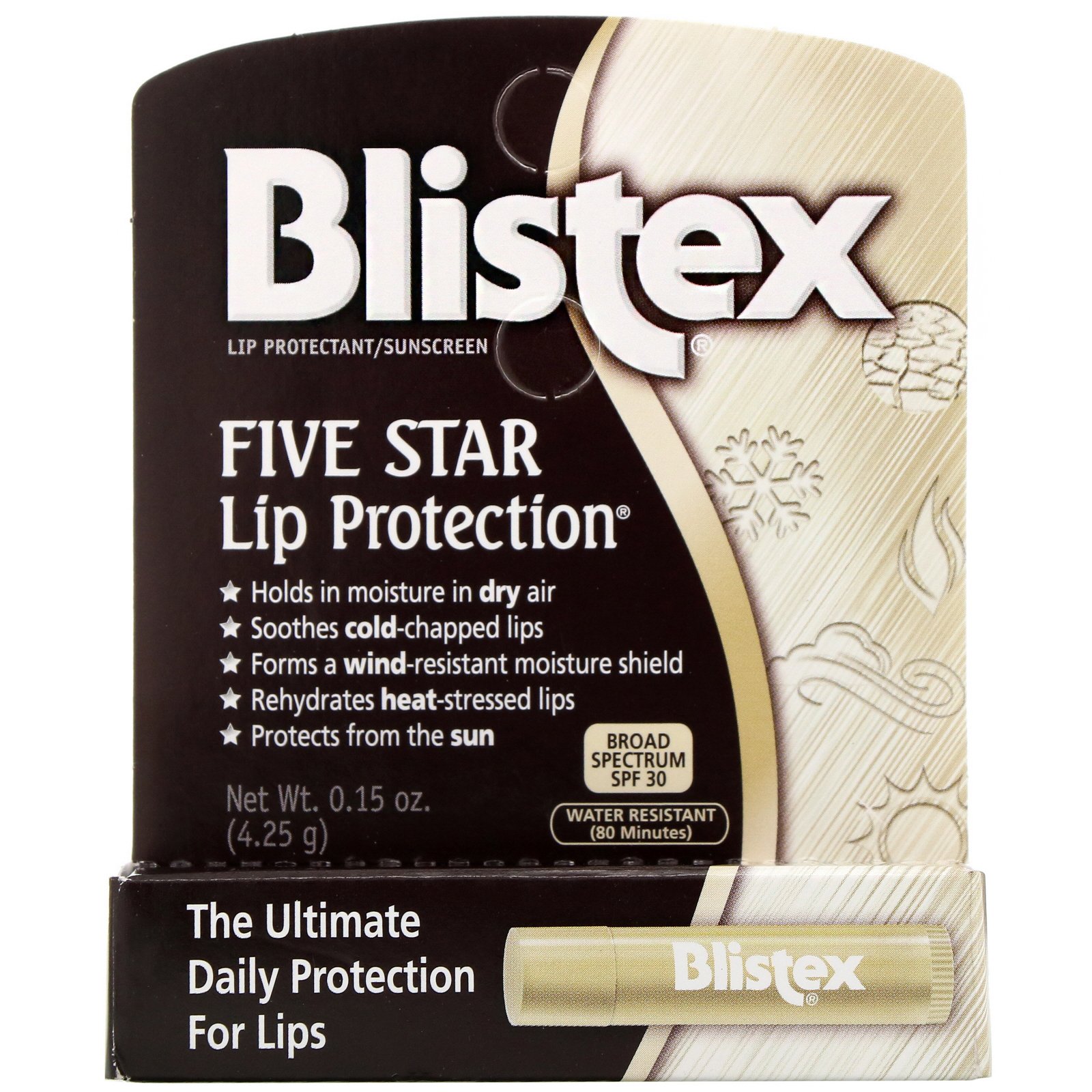 Blistex, Protetor Labial Cinco Estrelas, FPS 30, 0,15 oz (4,25 g) - Imagem 2
