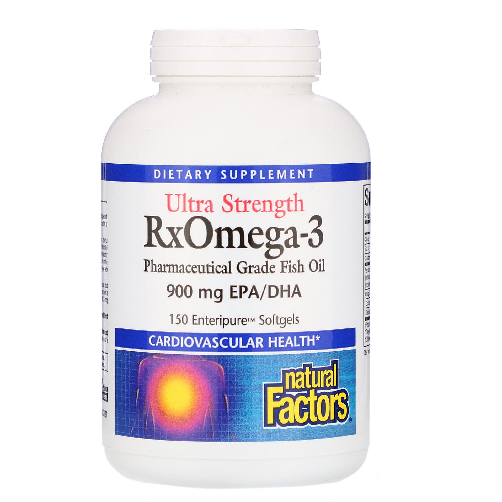 Natural Factors, Ultra Strength, RxOmega-3, 900 mg EPA / DHA, 150 cápsulas Enteripure